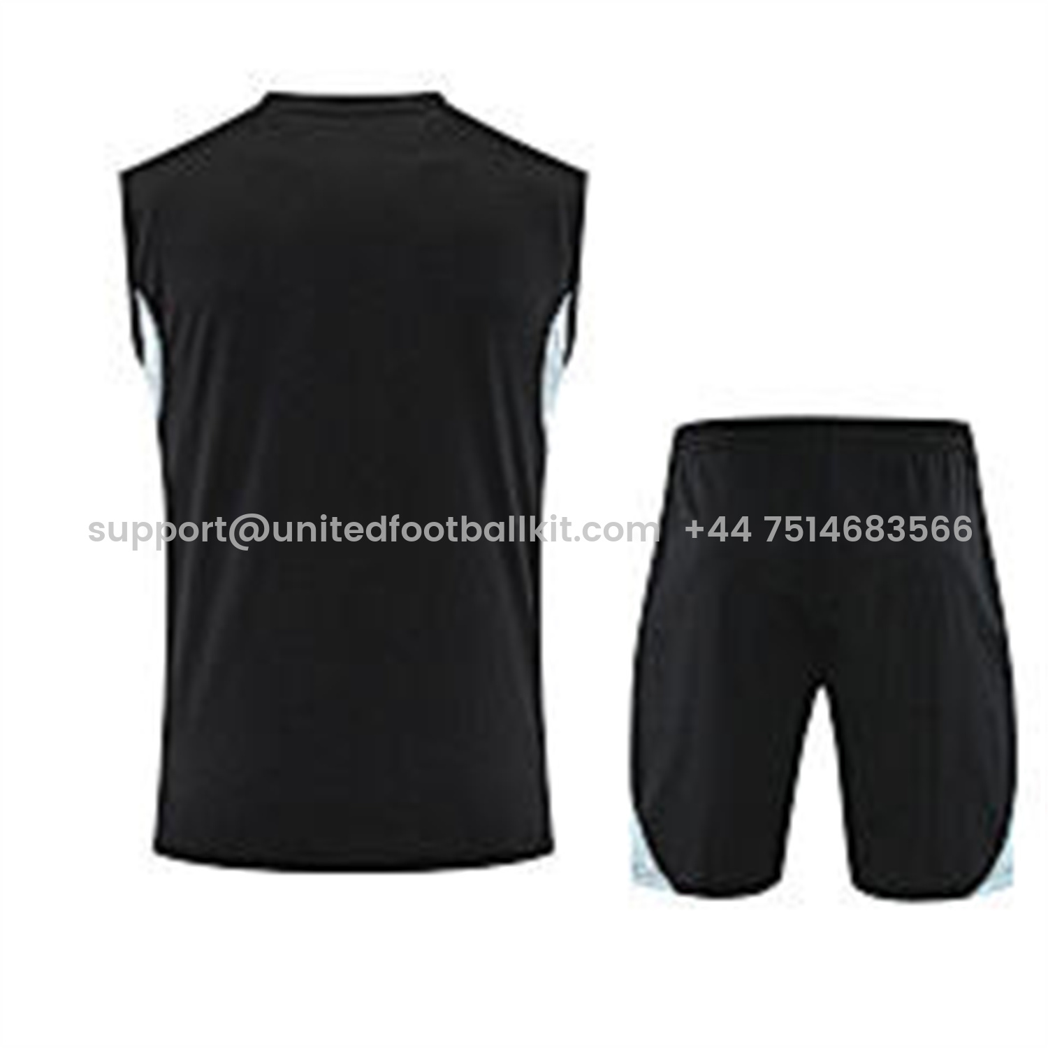 Unitedfootballkit.com | INT M.A.M 25-26 Vest Training Set - Black And Light Grey Vest & Black Shorts -Customize Name, Number and Patch | Worldwide Shipping