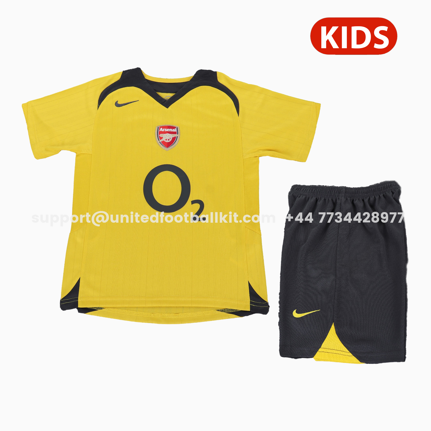Unitedfootballkit.com | Retro Arsenal 2005-06 Away Kids Kit -Customize Name, Number and Patch | Worldwide Shipping