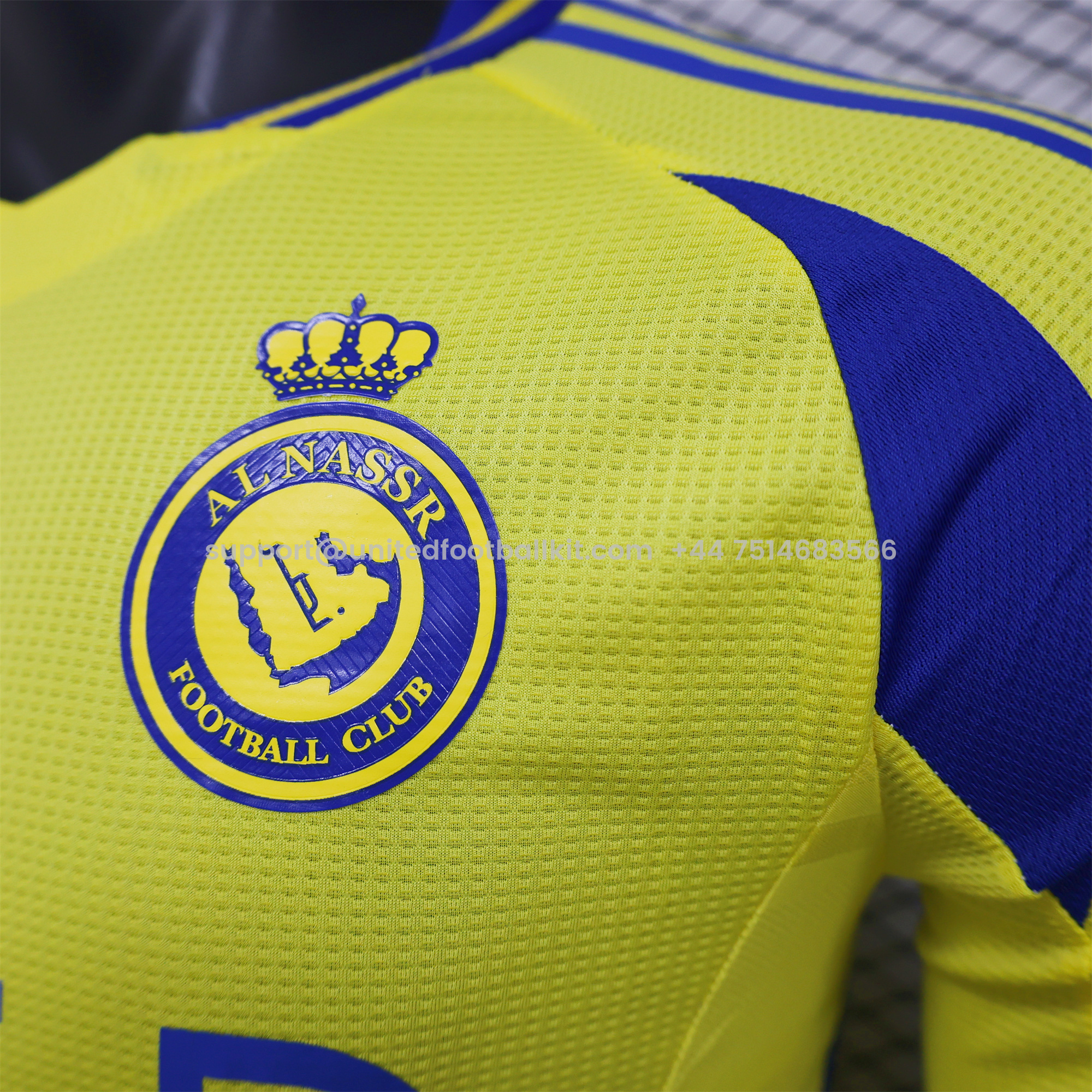 Unitedfootballkit.com | Al Nassr Riyadh Victory 24-25 Home Long Sleeve Jersey - Player Version -Customize Name, Number and Patch | Worldwide Shipping