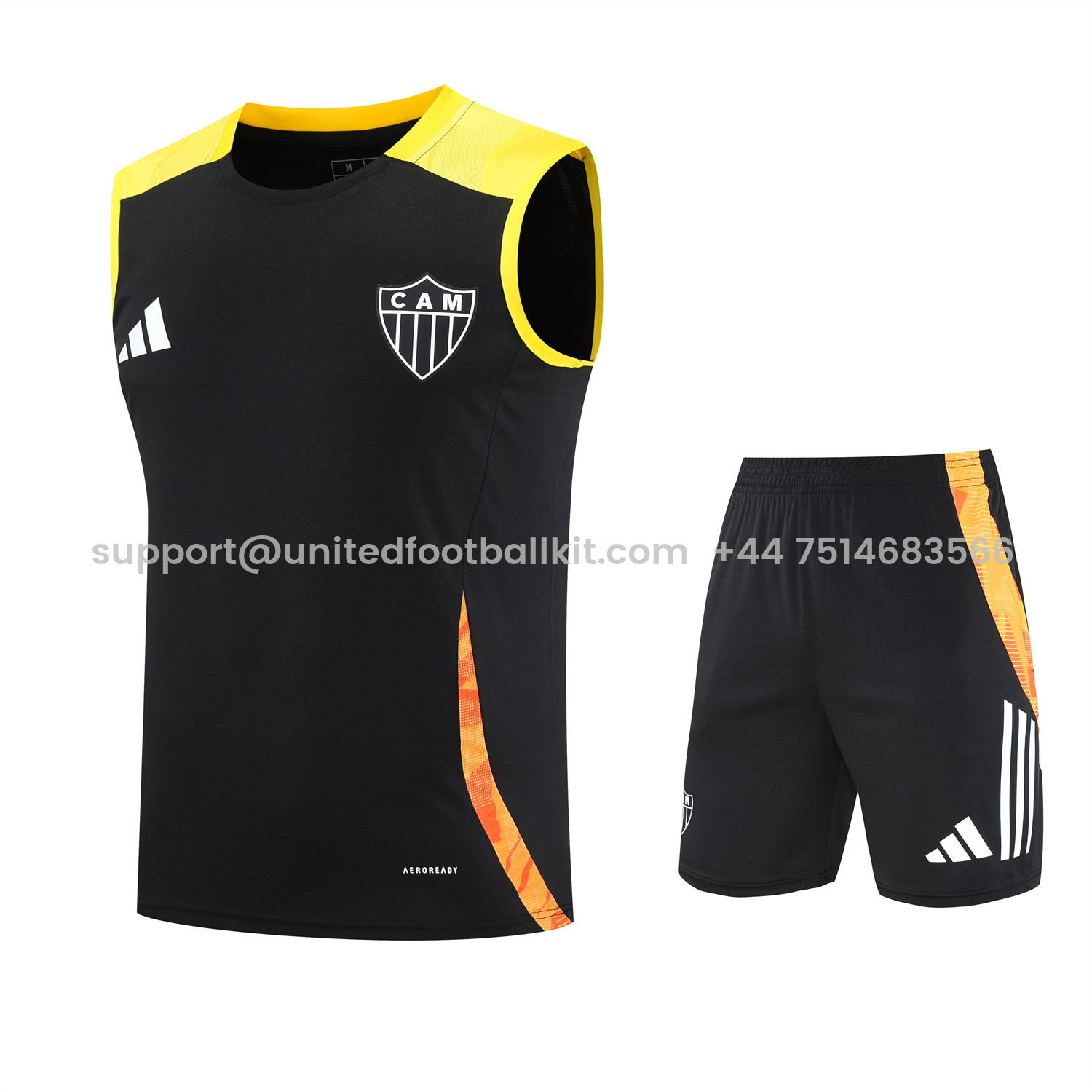 Unitedfootballkit.com | Atletico Mineiro 25-26 Vest Training Set - Black Vest With Black Shorts -Customize Name, Number and Patch | Worldwide Shipping