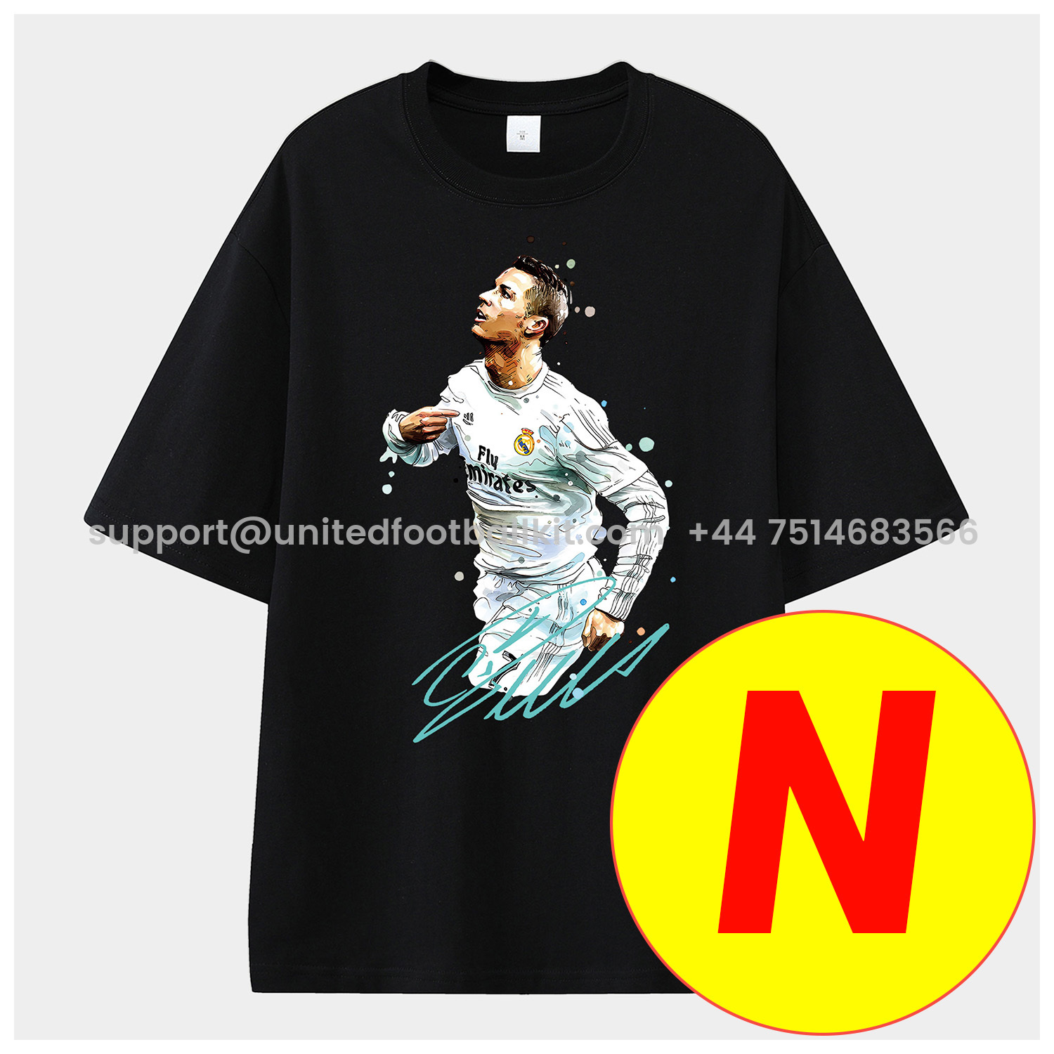 Unitedfootballkit.com | Cristiano Ronaldo Portugal Real Madrid Manchester United Unisex Pure Cotton T-shirt -Customize Name, Number and Patch | Worldwide Shipping