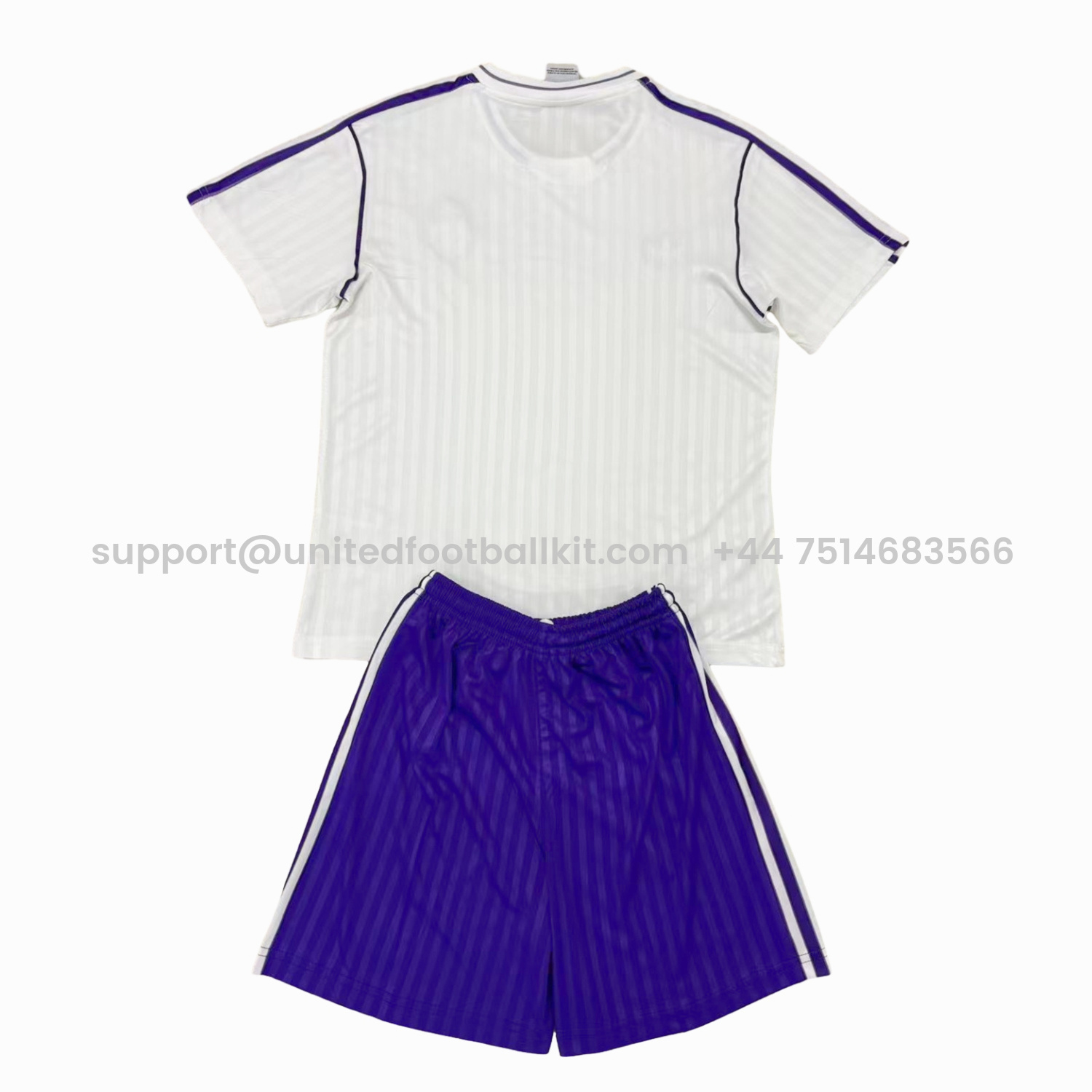 Unitedfootballkit.com | Real Madrid 24-25 White Terrace Icon Retro Style Kids Kit -Customize Name, Number and Patch | Worldwide Shipping