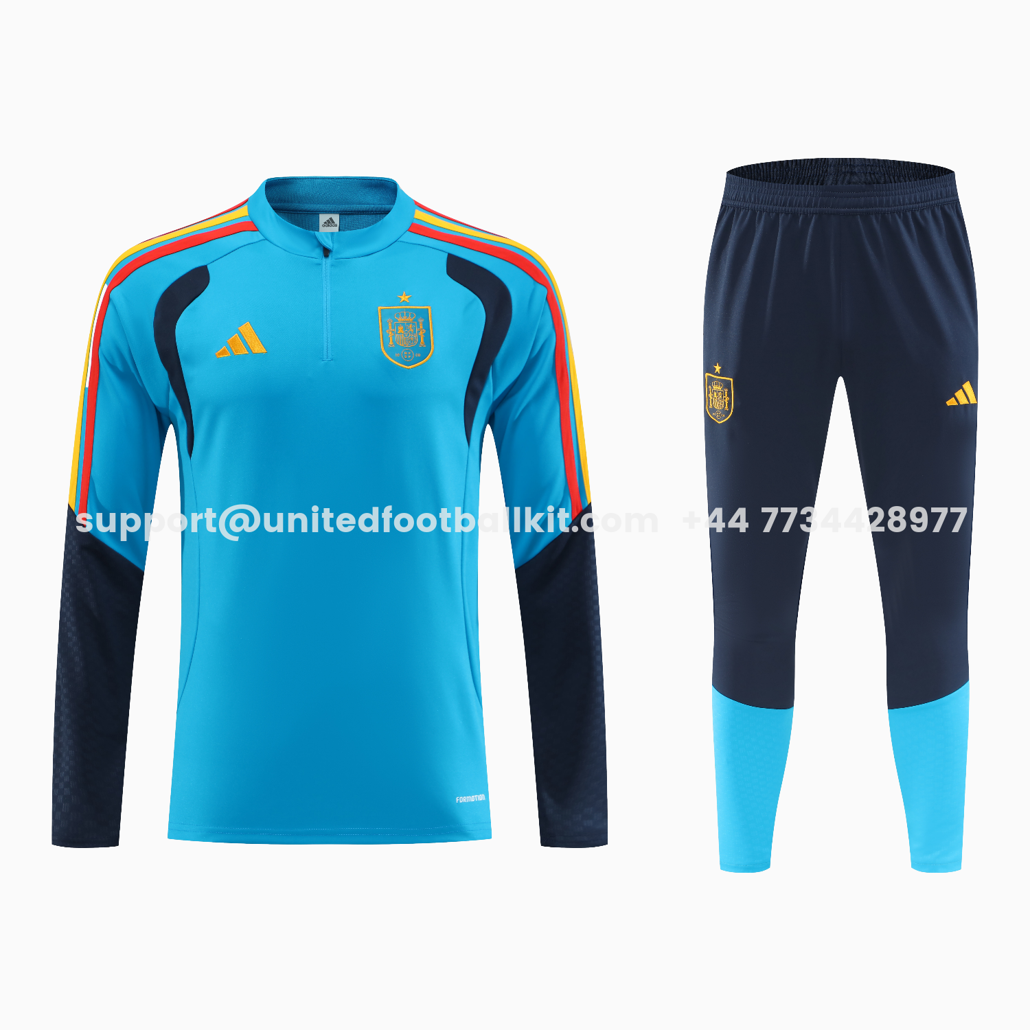 Unitedfootballkit.com | Spain 2026 Long Sleeve Training Set - Light Blue Top & Pants -Customize Name, Number and Patch | Worldwide Shipping