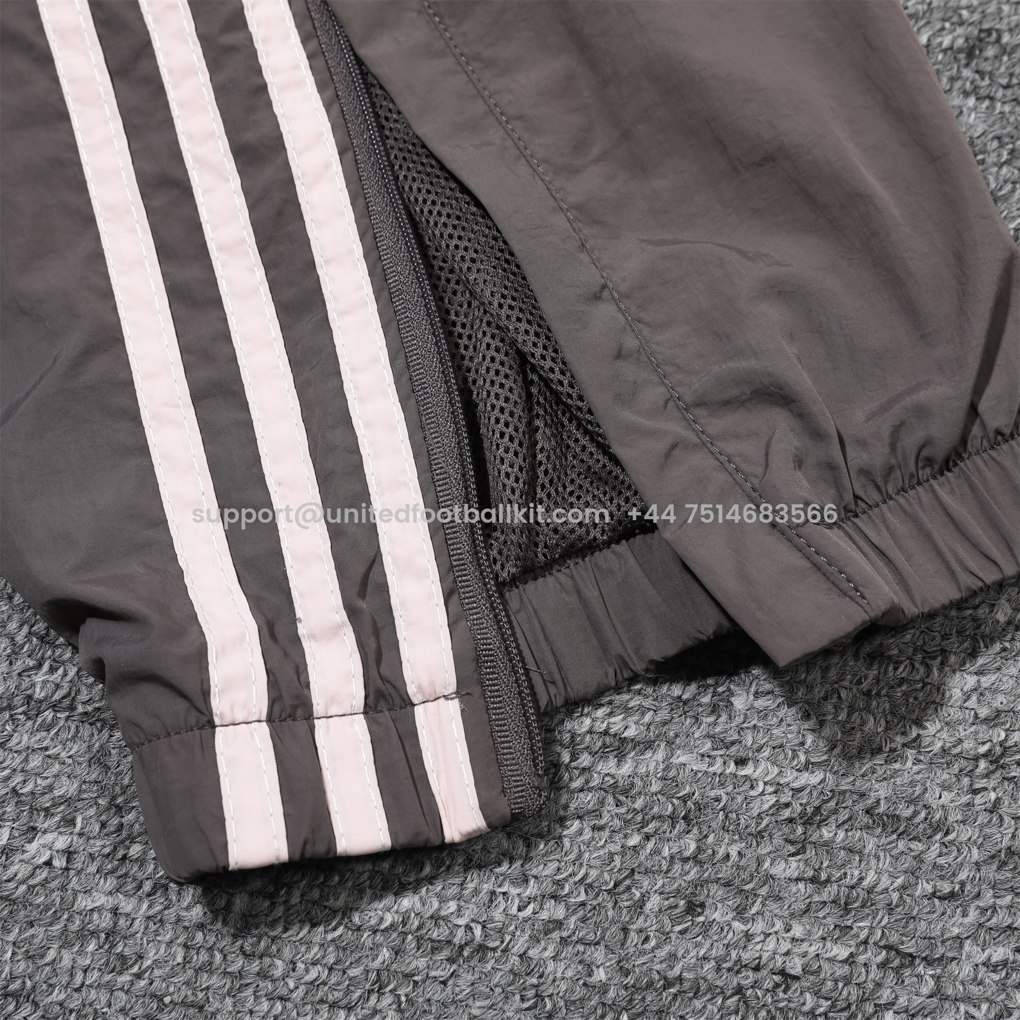 Unitedfootballkit.com | Real Madrid 24-25 Throwback Windbreaker Suit - Grey Jackets & Pants -Customize Name, Number and Patch | Worldwide Shipping