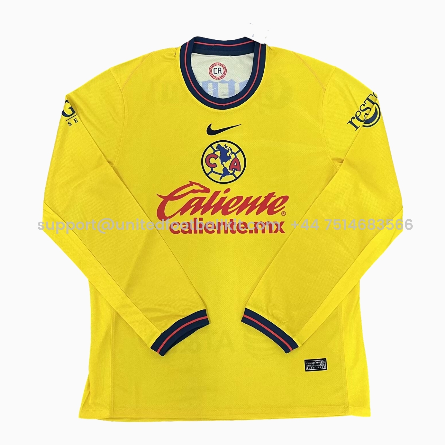 Unitedfootballkit.com | Club América 24-25 Home Long Sleeve Jersey - Fans Version -Customize Name, Number and Patch | Worldwide Shipping