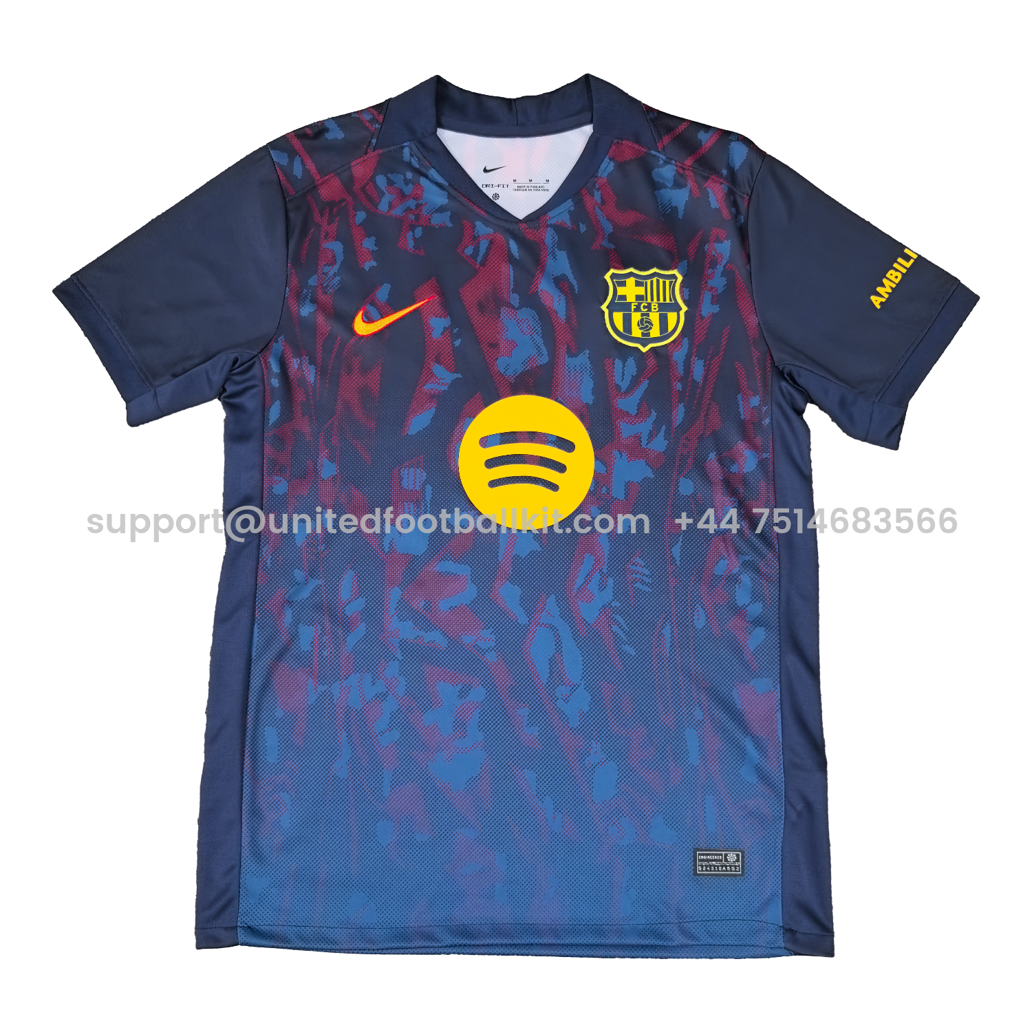 Unitedfootballkit.com | Barcelona 25-26 Deep Blue Training Jersey with Red and Blue Tree Pattern - Fans Version -Customize Name, Number and Patch | Worldwide Shipping