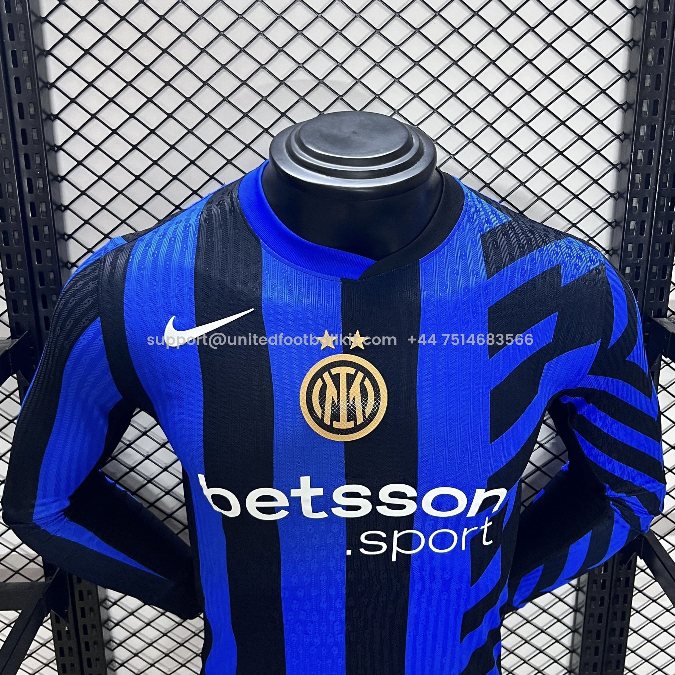 Unitedfootballkit.com | Inter Milan 24-25 Home Long Sleeve Jersey - Player Version -Customize Name, Number and Patch | Worldwide Shipping