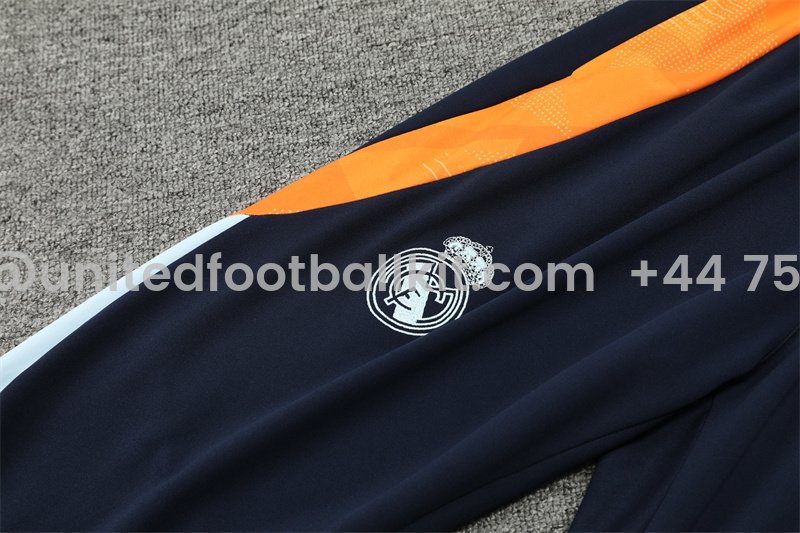 Unitedfootballkit.com | Real Madrid 24-25 Long Sleeve Training Set - White -Customize Name, Number and Patch | Worldwide Shipping