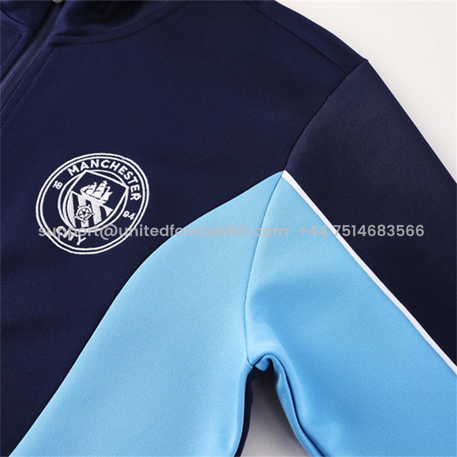 Unitedfootballkit.com | Manchester City 25-26 Jacket Training Tracksuit - Deep Blue Jackets & Pants -Customize Name, Number and Patch | Worldwide Shipping