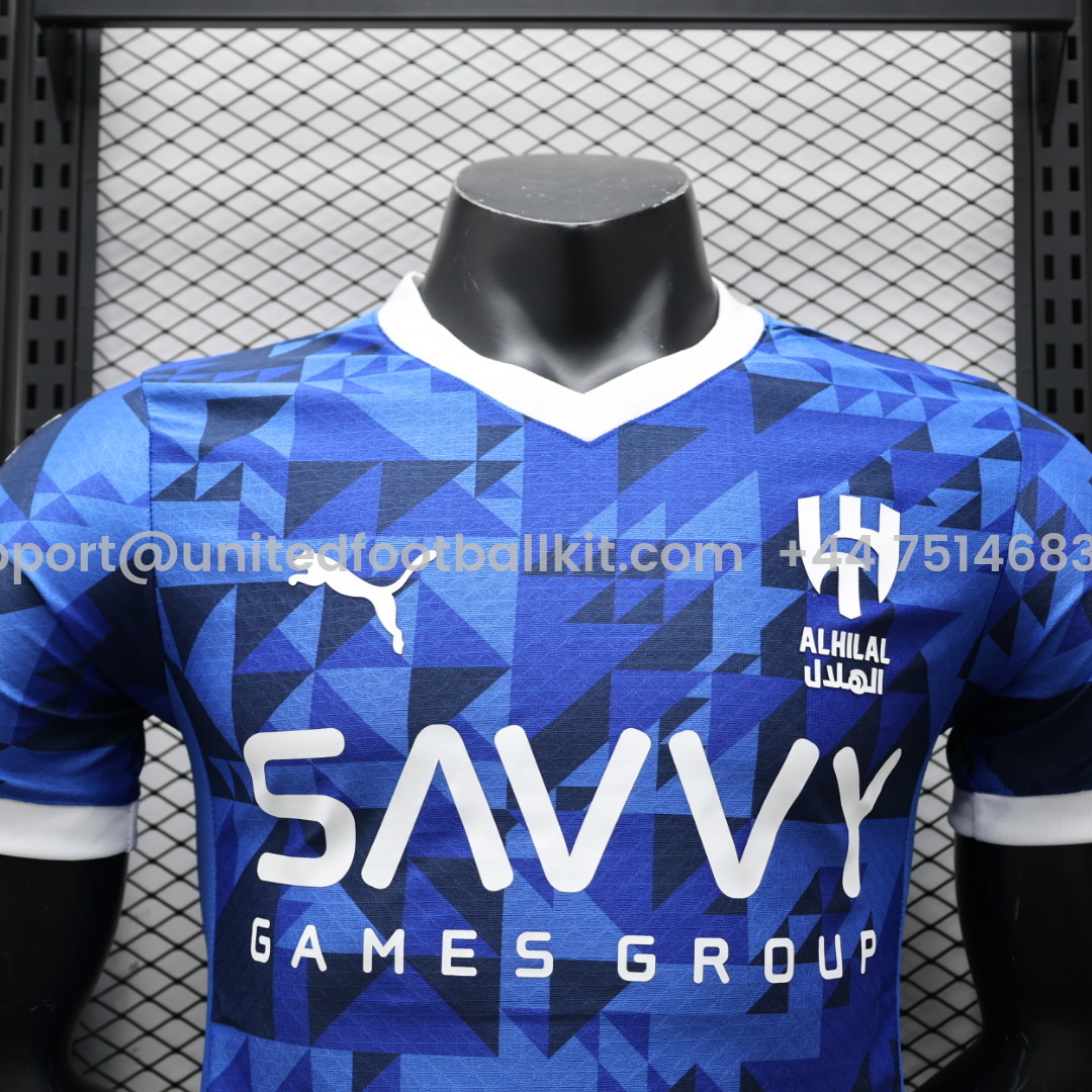 Unitedfootballkit.com | Al Hilal Riyadh Crescent 24-25 Home Stadium Jersey - Player Version -Customize Name, Number and Patch | Worldwide Shipping