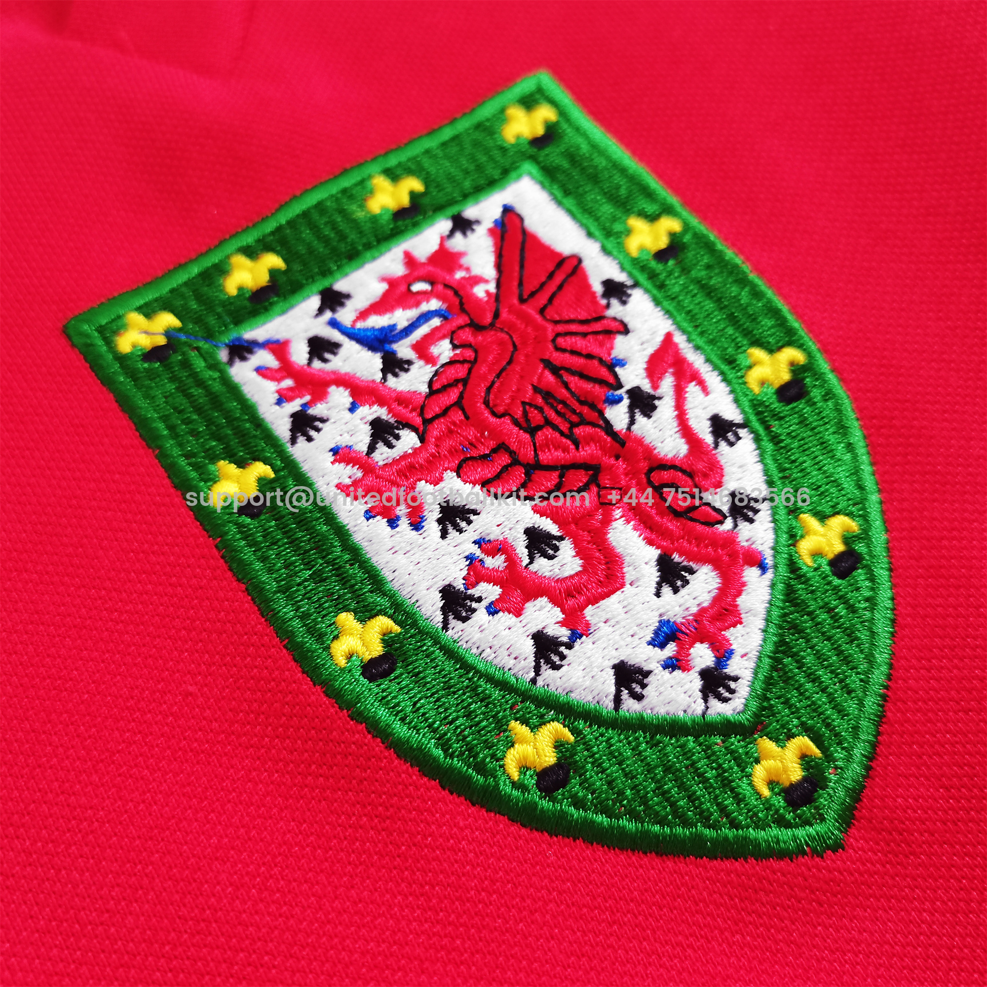 Unitedfootballkit.com | Retro Wales 1976 Home Stadium Jersey -Customize Name, Number and Patch | Worldwide Shipping