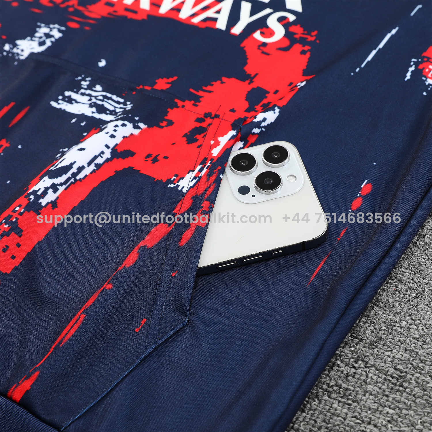 Unitedfootballkit.com | Paris Saint-Germain PSG 24-25 Training Hoodie Set - Royal Blue Hoodie and Pants -Customize Name, Number and Patch | Worldwide Shipping