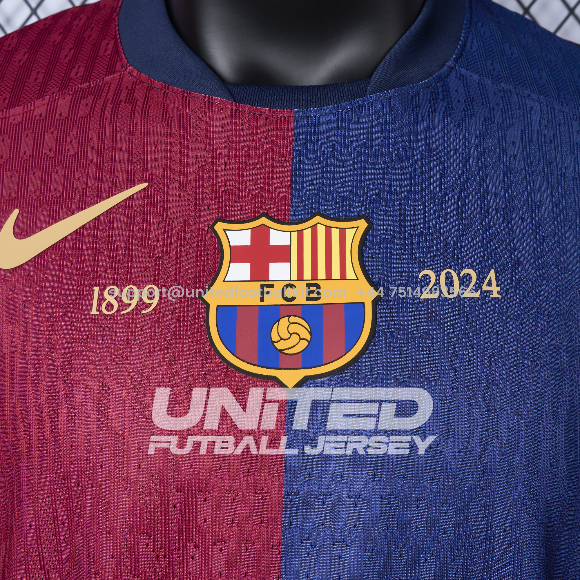 Unitedfootballkit.com | Barcelona 24-25 Home Unsponsored Anniversary Jersey - Player Version -Customize Name, Number and Patch | Worldwide Shipping