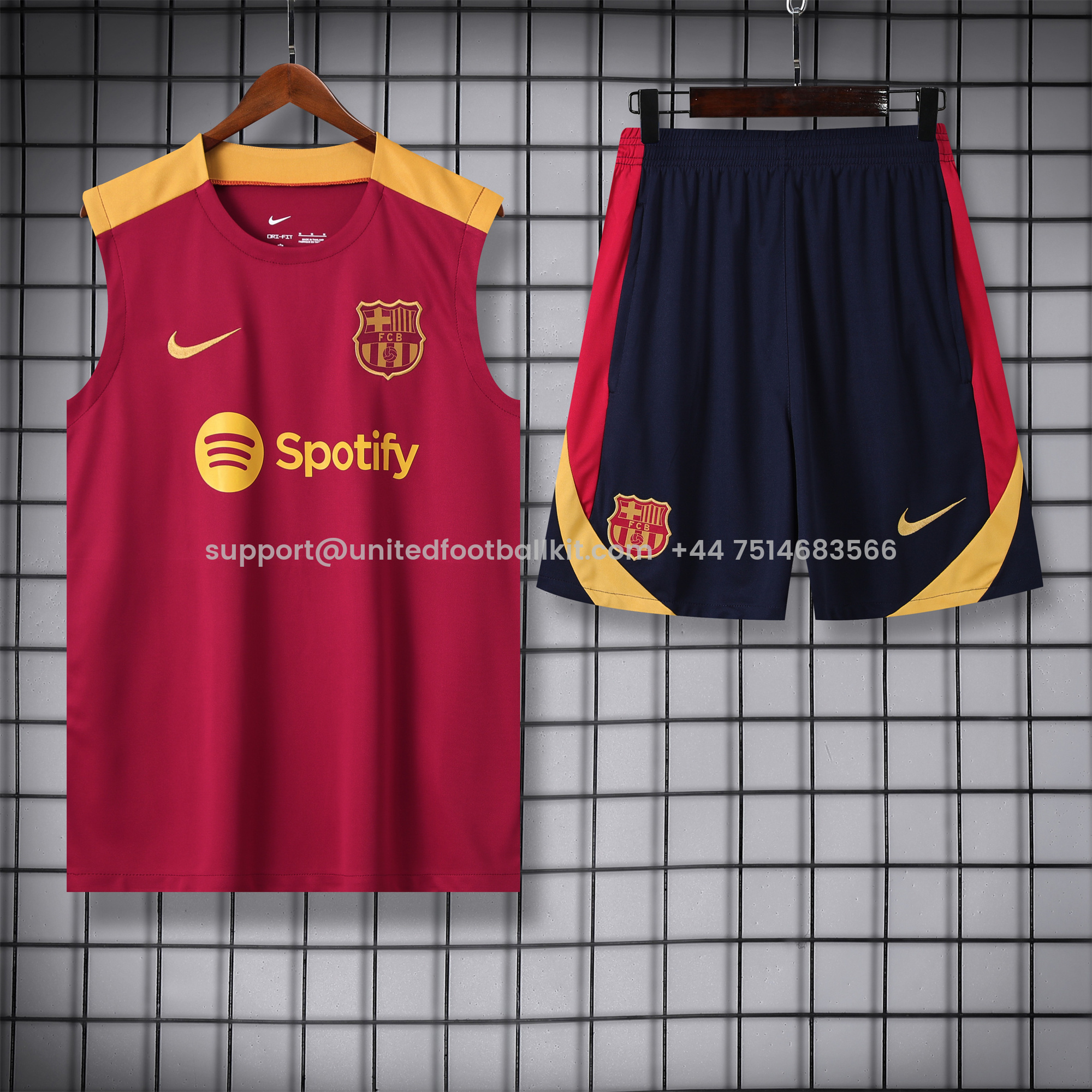 Unitedfootballkit.com | Barcelona 24-25 Training Vest Suit - Red -Customize Name, Number and Patch | Worldwide Shipping