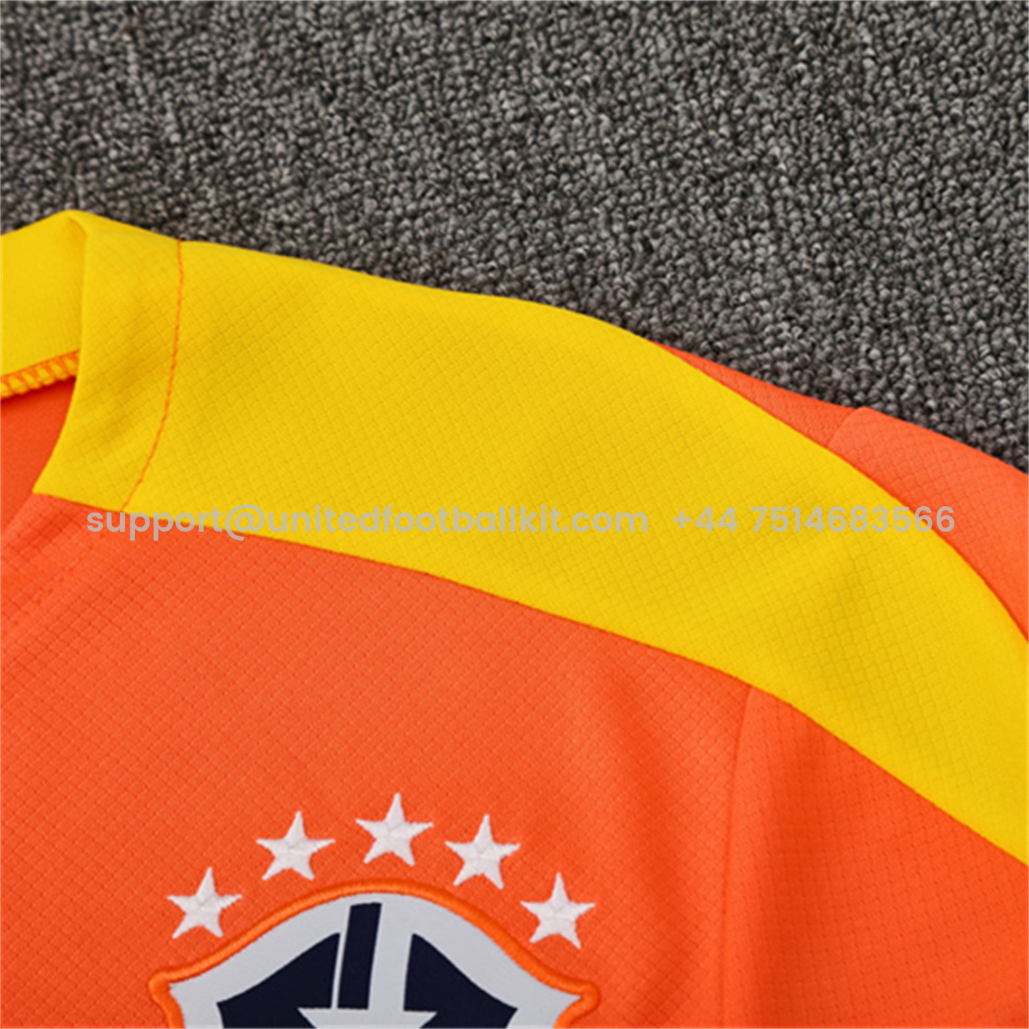 Unitedfootballkit.com | Brazil 25-26 Kids Short-Sleeve Training Set - Orange Top & Black Shorts -Customize Name, Number and Patch | Worldwide Shipping