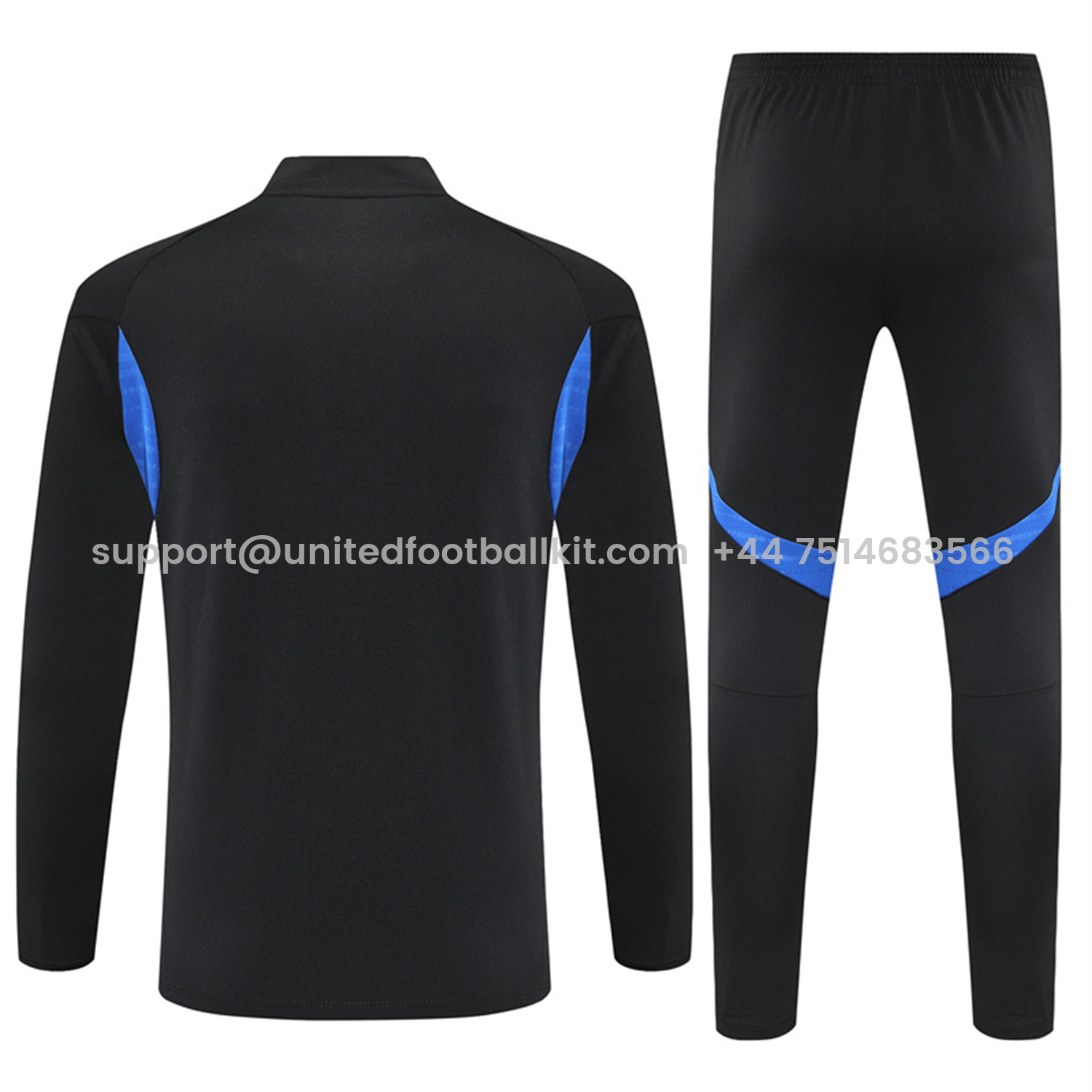 Unitedfootballkit.com | Manchester United 25-26 Kid Long Sleeves Training Set - Black Top & Black Pants -Customize Name, Number and Patch | Worldwide Shipping