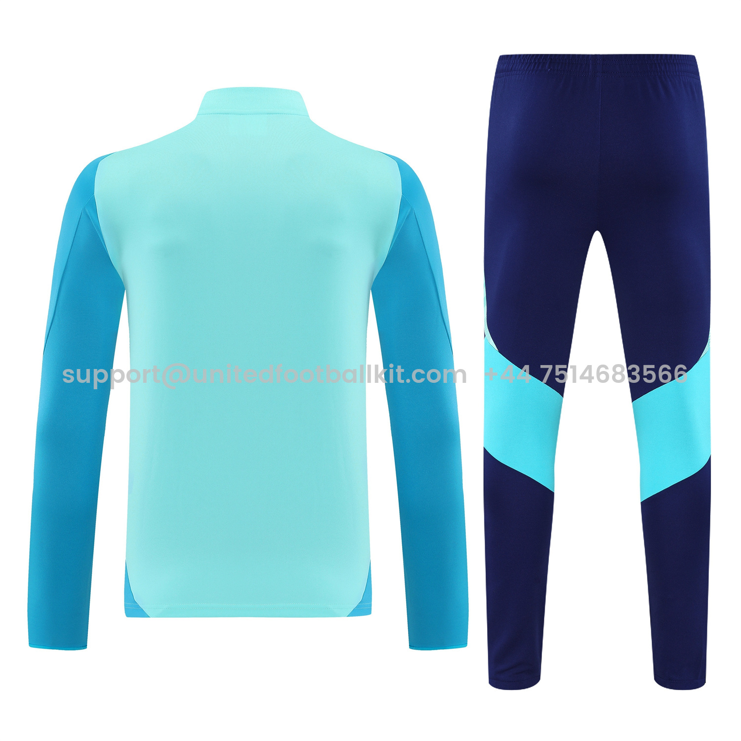 Unitedfootballkit.com | Flamengo 25-26 Long Sleeve Training Set - Light Blue Top & Deep Blue Pants -Customize Name, Number and Patch | Worldwide Shipping