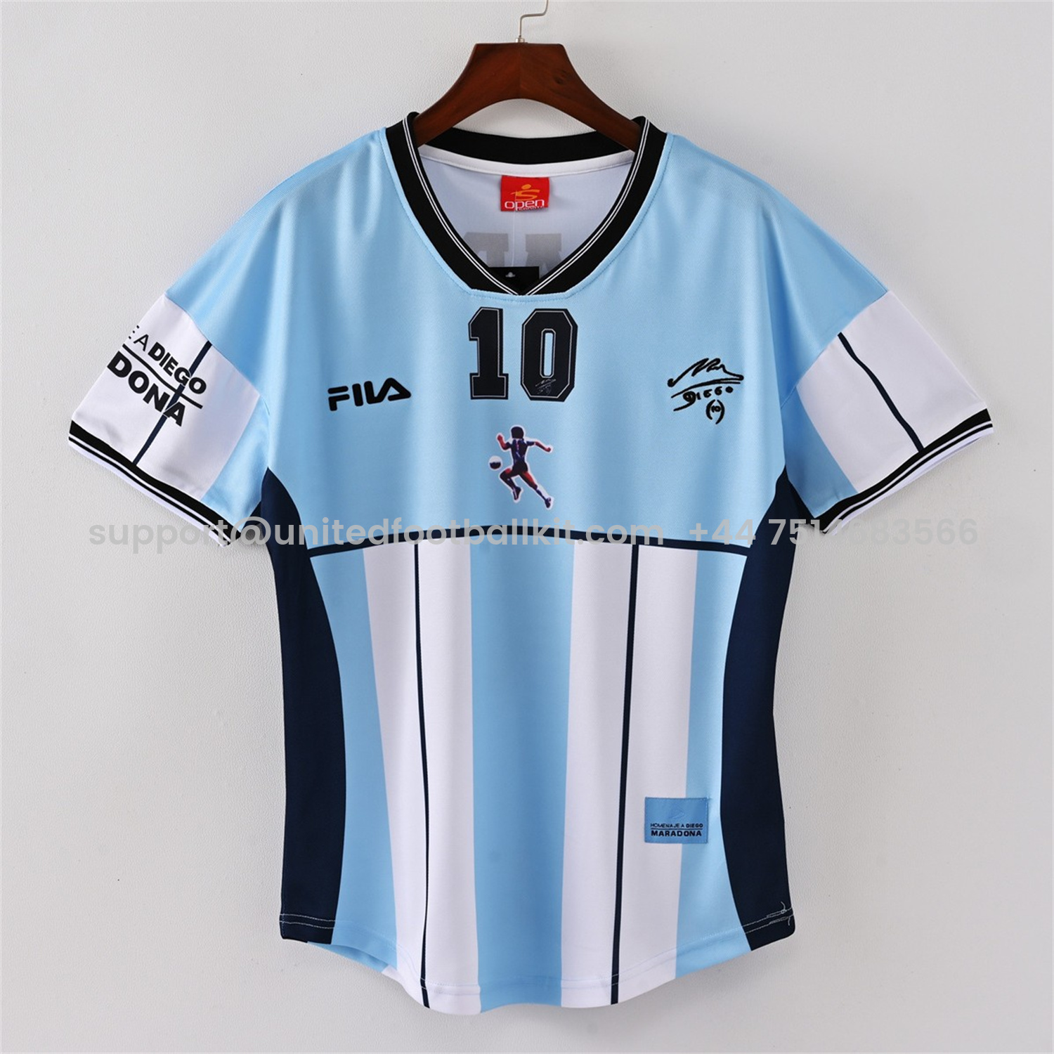 Unitedfootballkit.com | Retro Argentina 2001 Maradona Retirement Commemorative Edition Jersey with Maradona #10 -Customize Name, Number and Patch | Worldwide Shipping