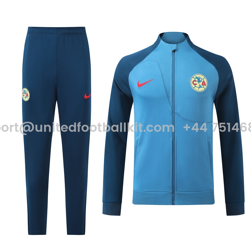 Unitedfootballkit.com | Club América 24-25 Jacket Training Tracksuit - Blue -Customize Name, Number and Patch | Worldwide Shipping