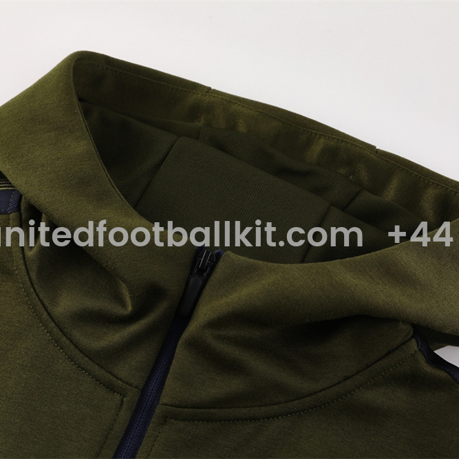 Unitedfootballkit.com | Napoli 24-25 Hooded Jacket Training Tracksuit - Army Green Top and Deep Blue Pants -Customize Name, Number and Patch | Worldwide Shipping