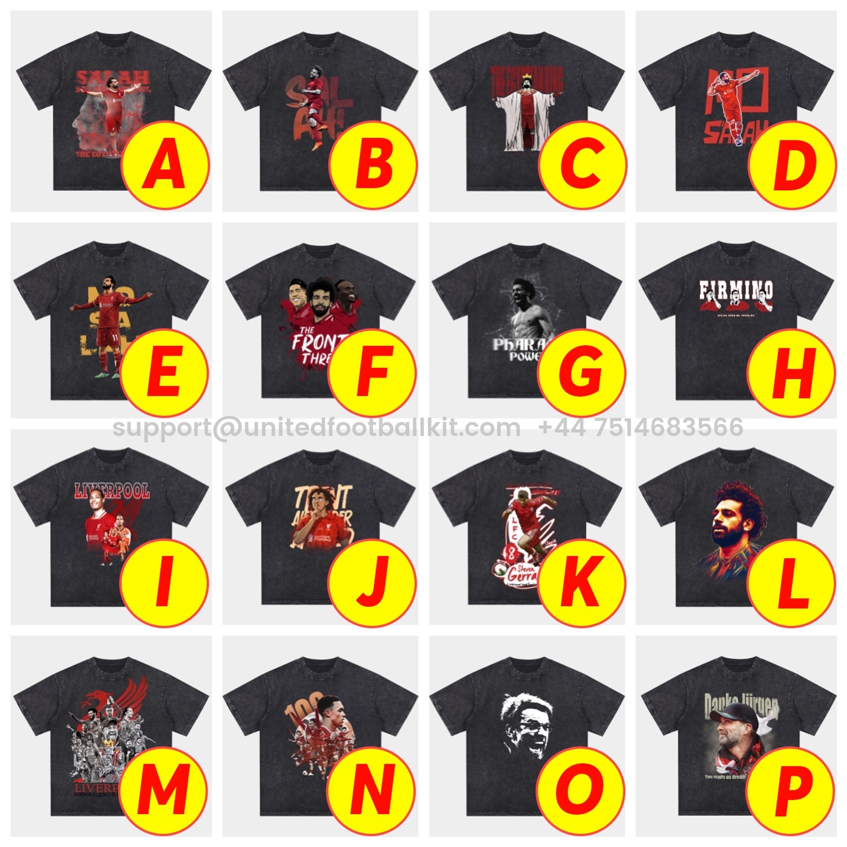 Unitedfootballkit.com | Salah Liverpool Klopp Arnold Oversized Washed T-Shirt -Customize Name, Number and Patch | Worldwide Shipping