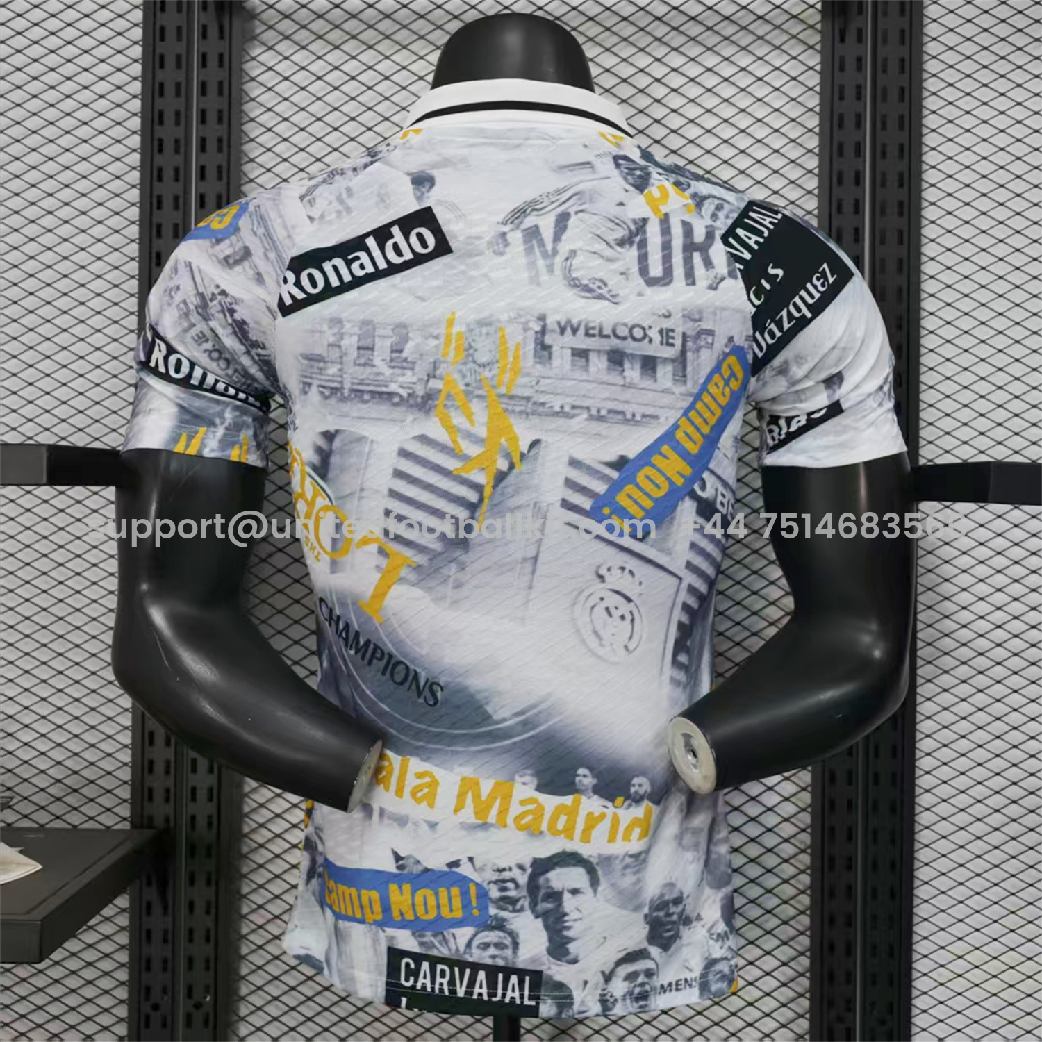 Unitedfootballkit.com | Real Madrid 25-26 Capture Of Camp Nou POLO White Special Jersey - Player Version -Customize Name, Number and Patch | Worldwide Shipping