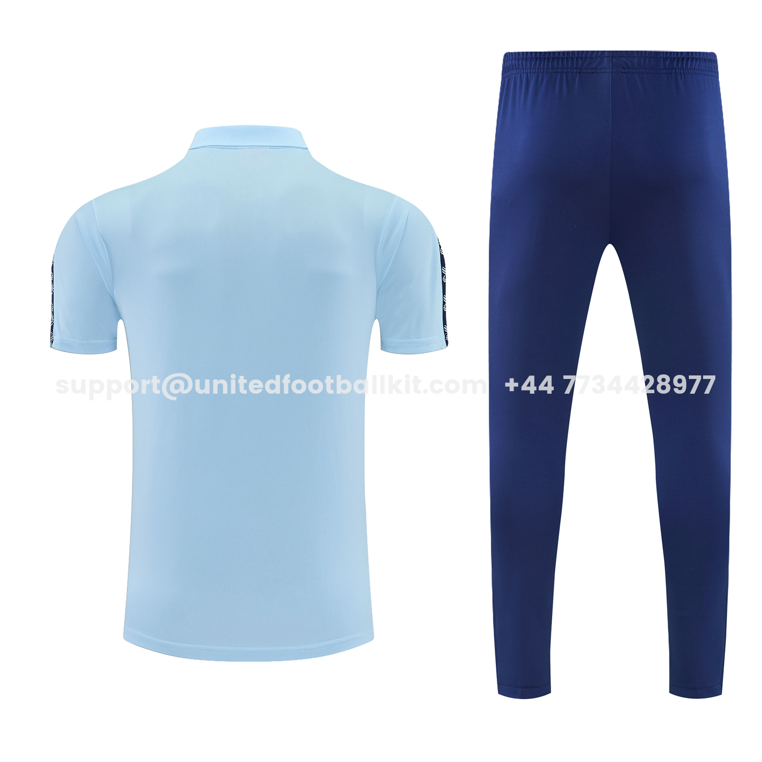 Unitedfootballkit.com | Manchester City 25-26 POLO Short-Sleeve Training Set - Light Blue Top and Dark Blue Pants -Customize Name, Number and Patch | Worldwide Shipping