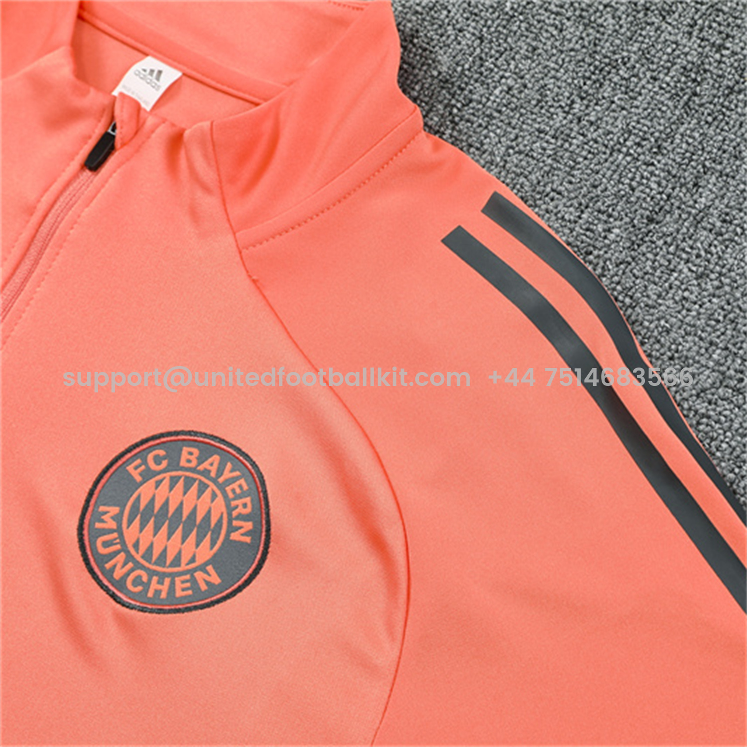 Unitedfootballkit.com | Bayern Munich 25-26 Long Sleeves Training Set - Orange Top & Gray Pants -Customize Name, Number and Patch | Worldwide Shipping
