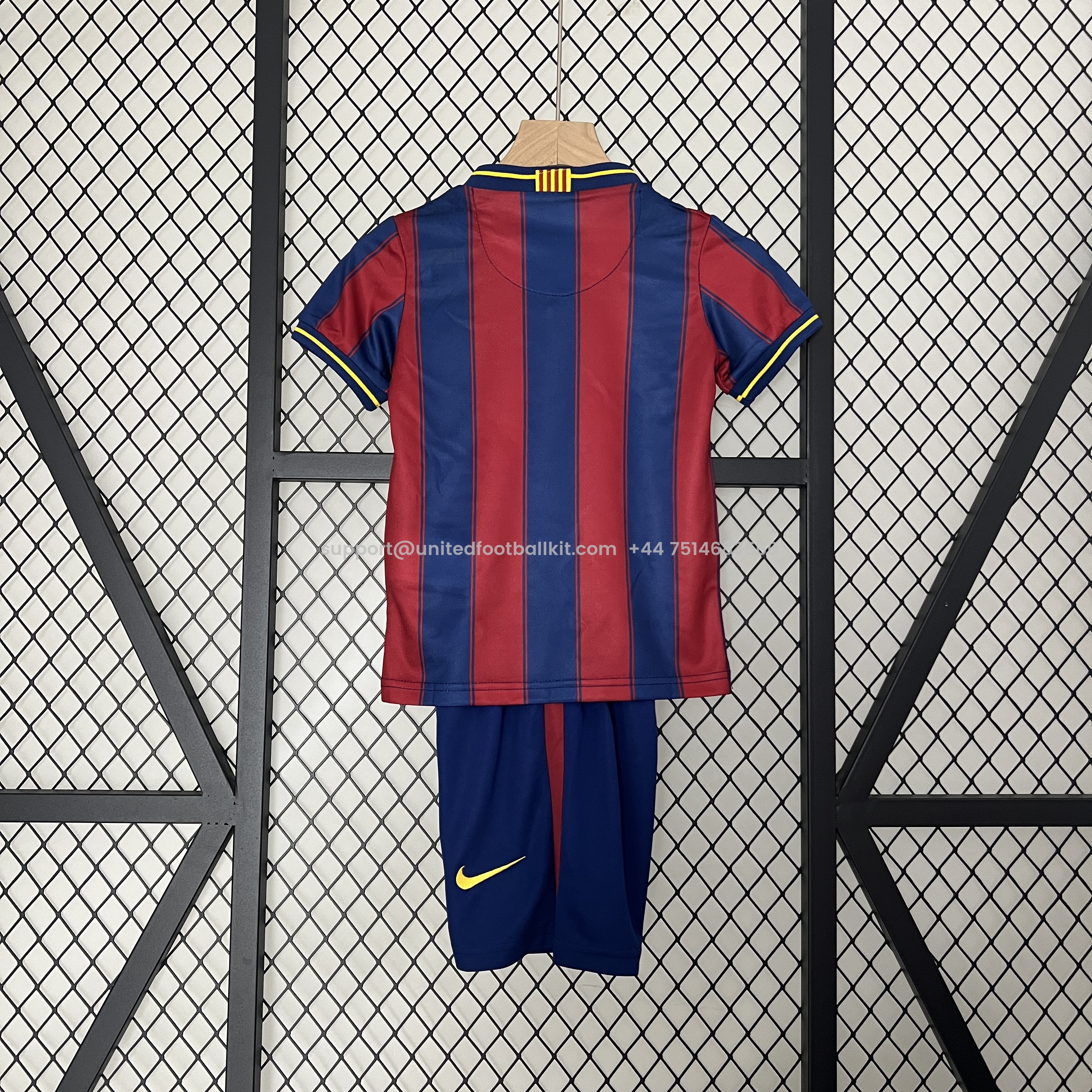 Unitedfootballkit.com | Retro Barcelona 2009-10 Home Stadium Kids Kit -Customize Name, Number and Patch | Worldwide Shipping