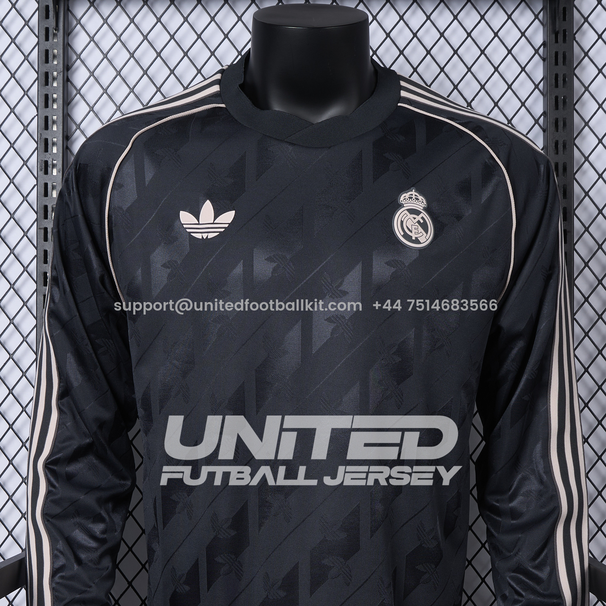 Unitedfootballkit.com | Real Madrid 24-25 Originals LFSTLR Long Sleeve Charcoal Jersey - Player Version -Customize Name, Number and Patch | Worldwide Shipping