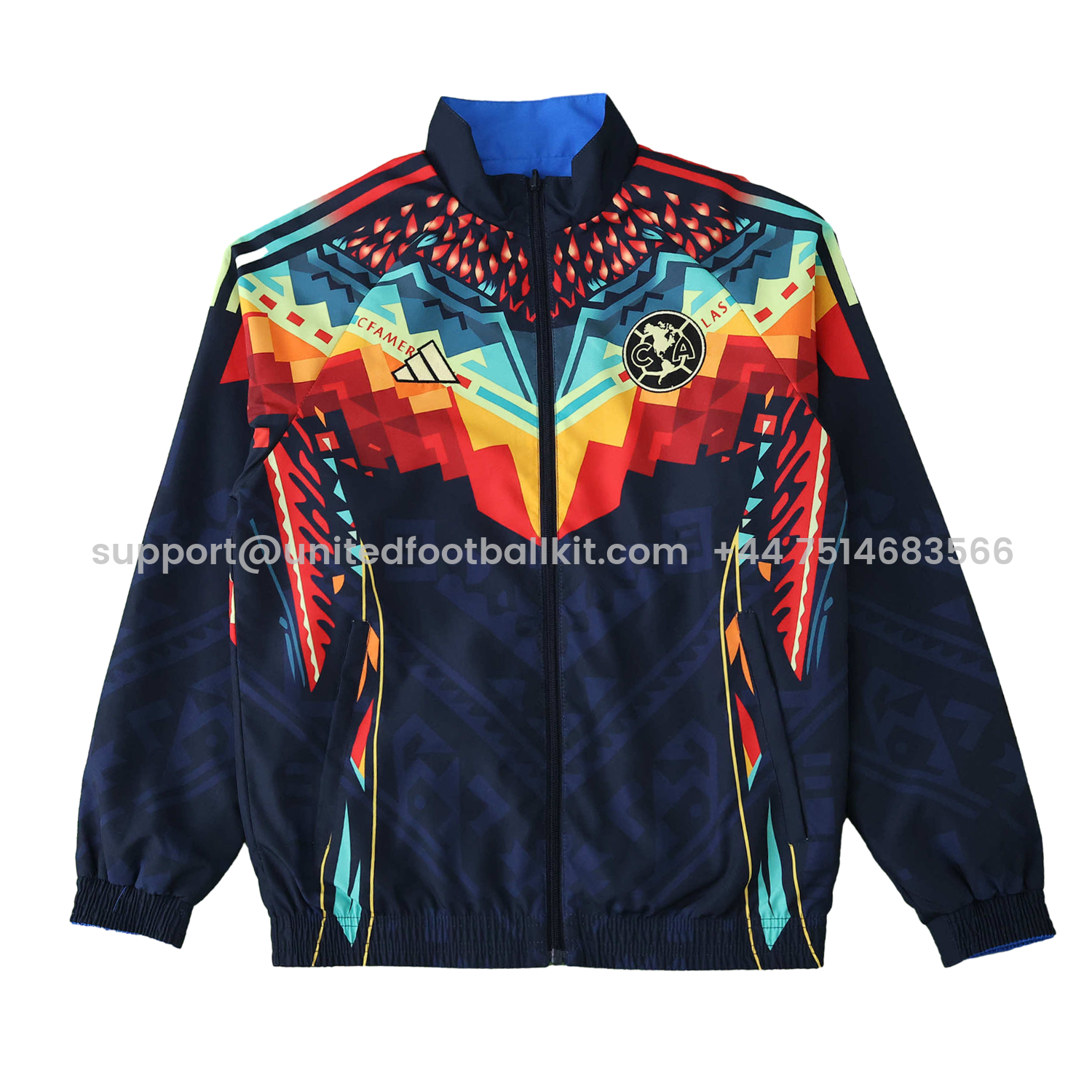 Unitedfootballkit.com | Club América 25-26 Throwback Double Sided Reversible Windbreaker - Blue & Black -Customize Name, Number and Patch | Worldwide Shipping