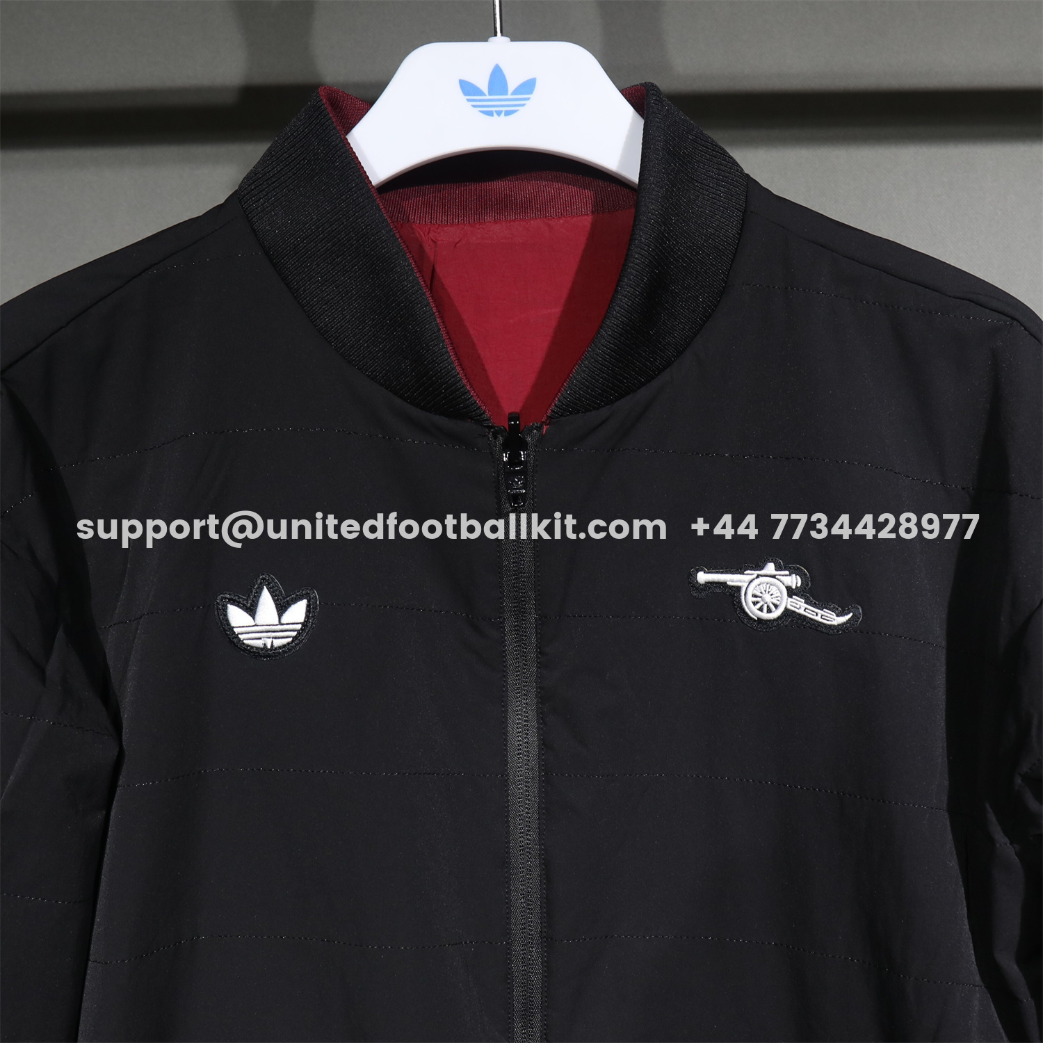 Unitedfootballkit.com | Arsenal 25-26 Double Sided Reversible Windbreaker - Black & Red -Customize Name, Number and Patch | Worldwide Shipping