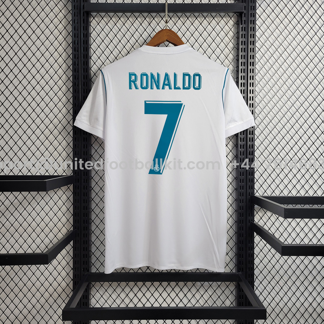 Unitedfootballkit.com | Retro Real Madrid 17-18 Home Jersey - with Champions League Final Final -Customize Name, Number and Patch | Worldwide Shipping