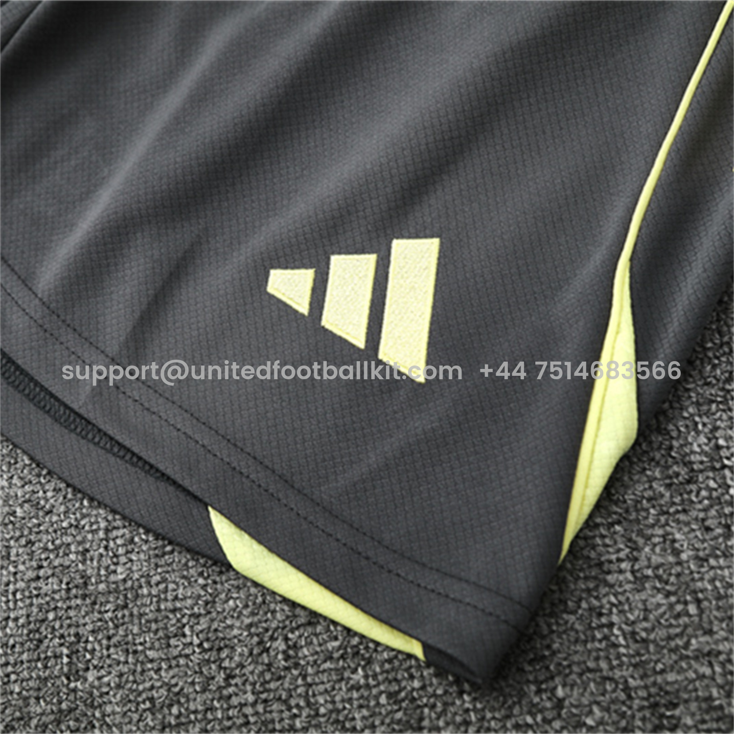 Unitedfootballkit.com | Real Madrid 25-26 Kids Short-Sleeve Training Set - Yellow Top and Grey Shorts -Customize Name, Number and Patch | Worldwide Shipping