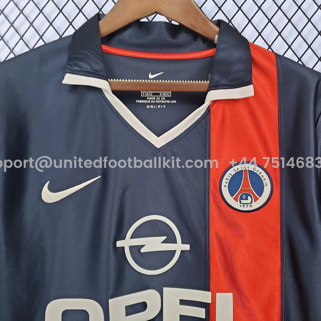 Unitedfootballkit.com | Retro Paris Saint-Germain PSG 2001-02 Home Jersey -Customize Name, Number and Patch | Worldwide Shipping