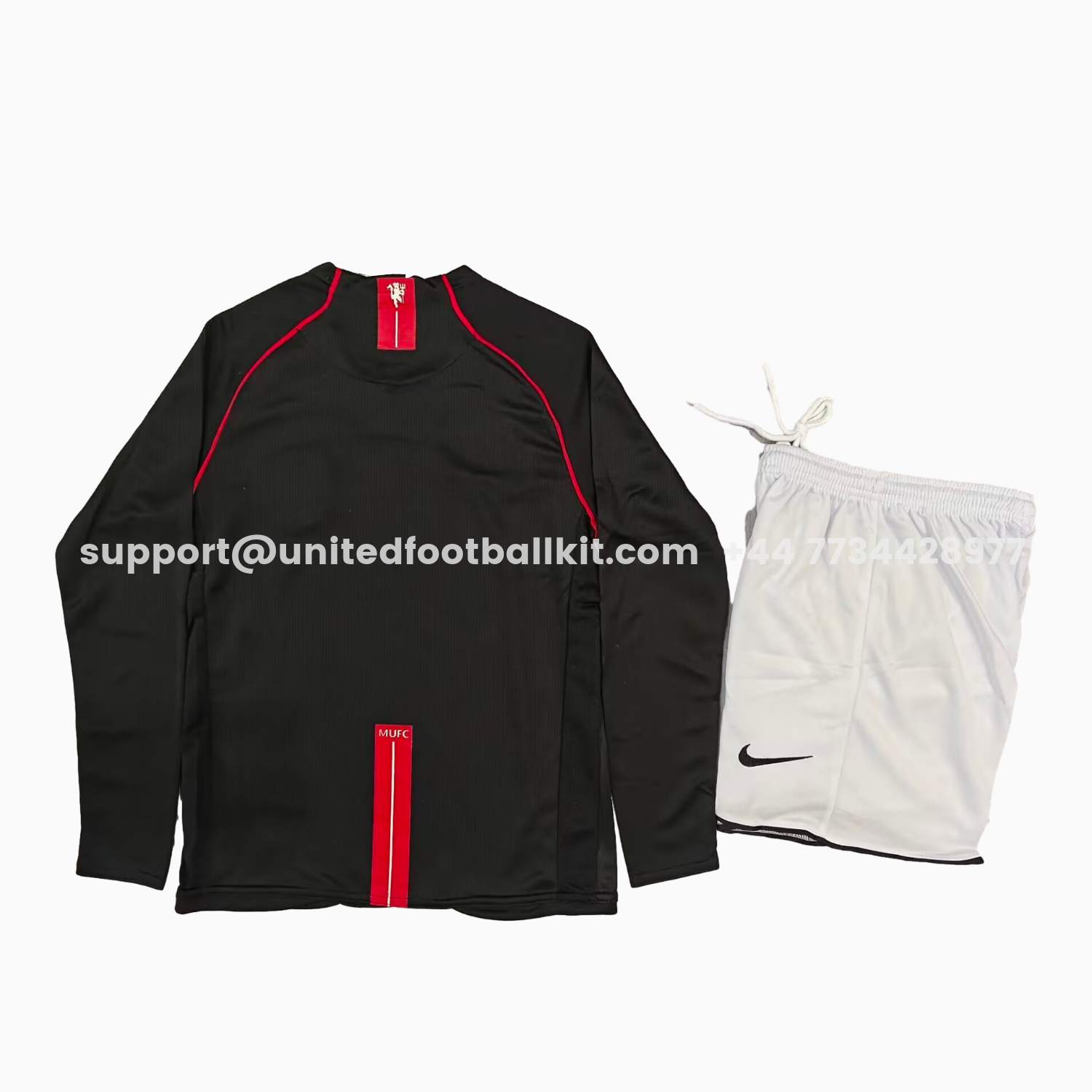 Unitedfootballkit.com | Retro Manchester United 2007-08 Away Black Kids Kit -Customize Name, Number and Patch | Worldwide Shipping