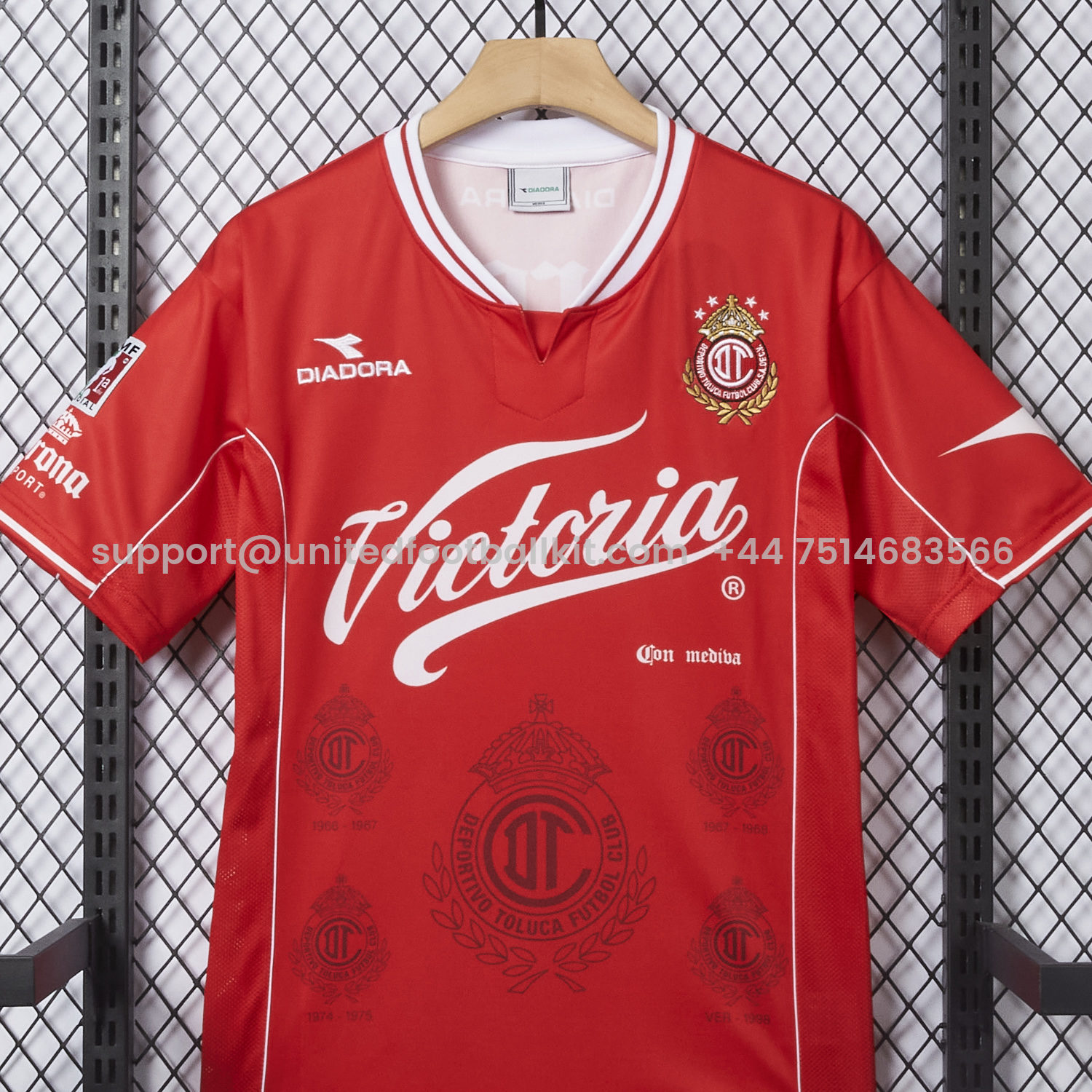 Unitedfootballkit.com | Retro Toluca 1998-99 Home Red Jersey -Customize Name, Number and Patch | Worldwide Shipping
