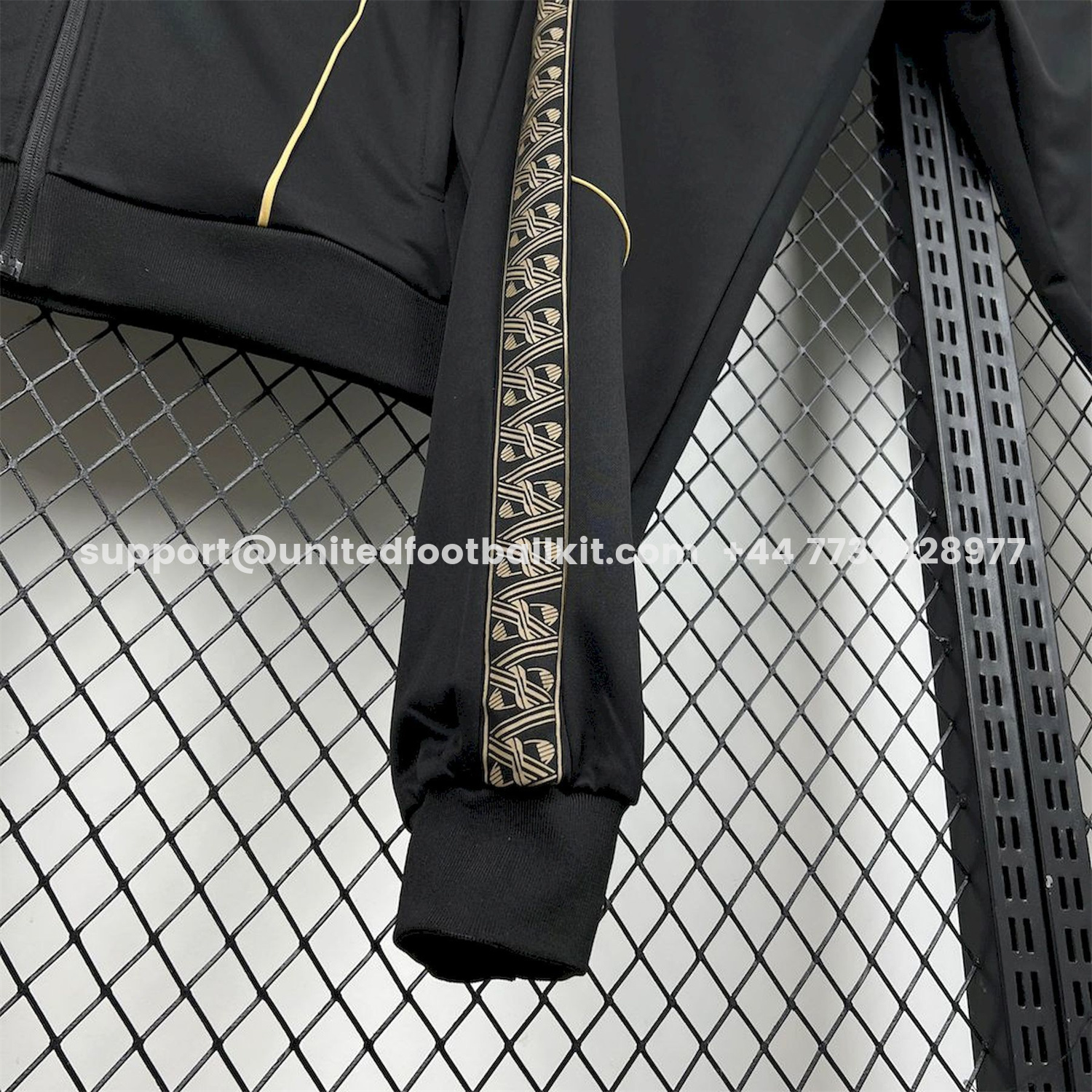 Unitedfootballkit.com | Portugal 25-26 Eusebio Special Windbreaker Training Set - Black White Top and Pants -Customize Name, Number and Patch | Worldwide Shipping