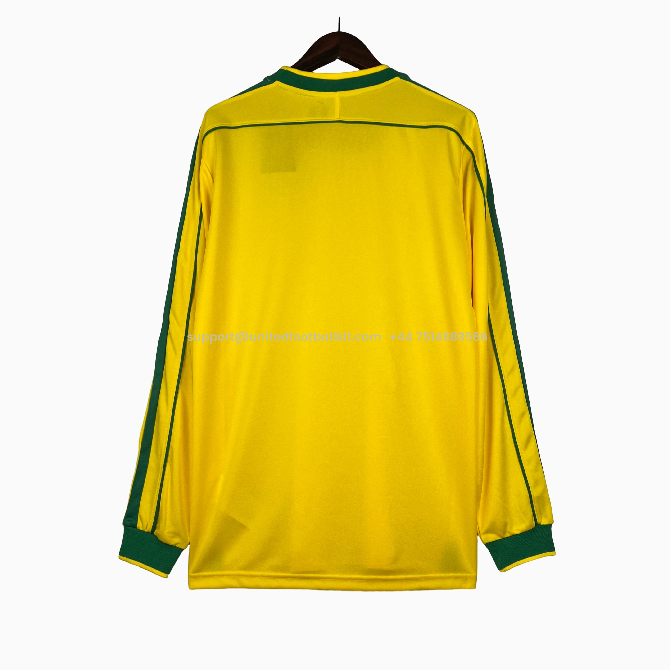 Unitedfootballkit.com | Retro Brazil 1998 Home Stadium Long Sleeve Jersey -Customize Name, Number and Patch | Worldwide Shipping