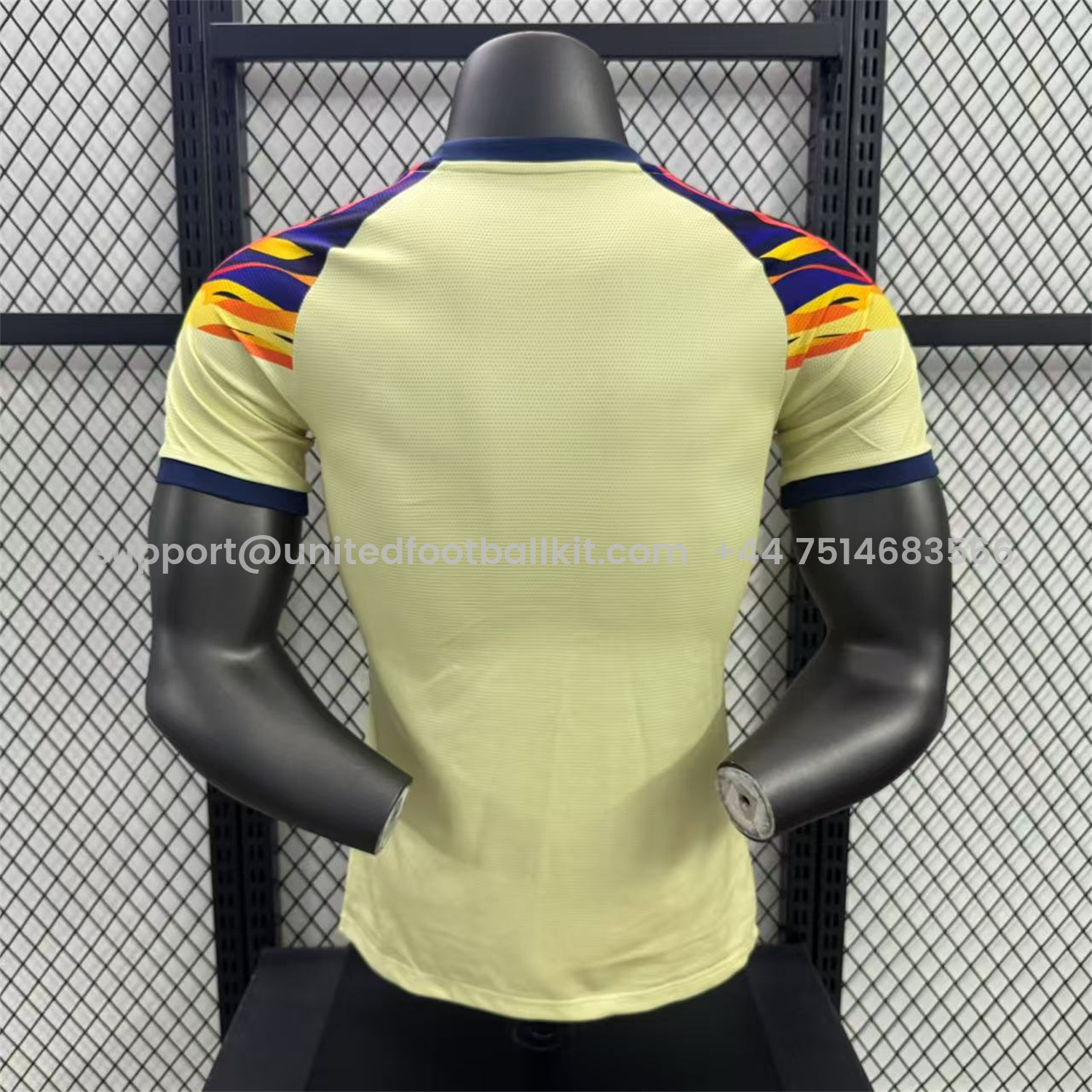 Unitedfootballkit.com | Club América 25-26 Blue Neck Light Yellow Special Jersey - Player Version -Customize Name, Number and Patch | Worldwide Shipping