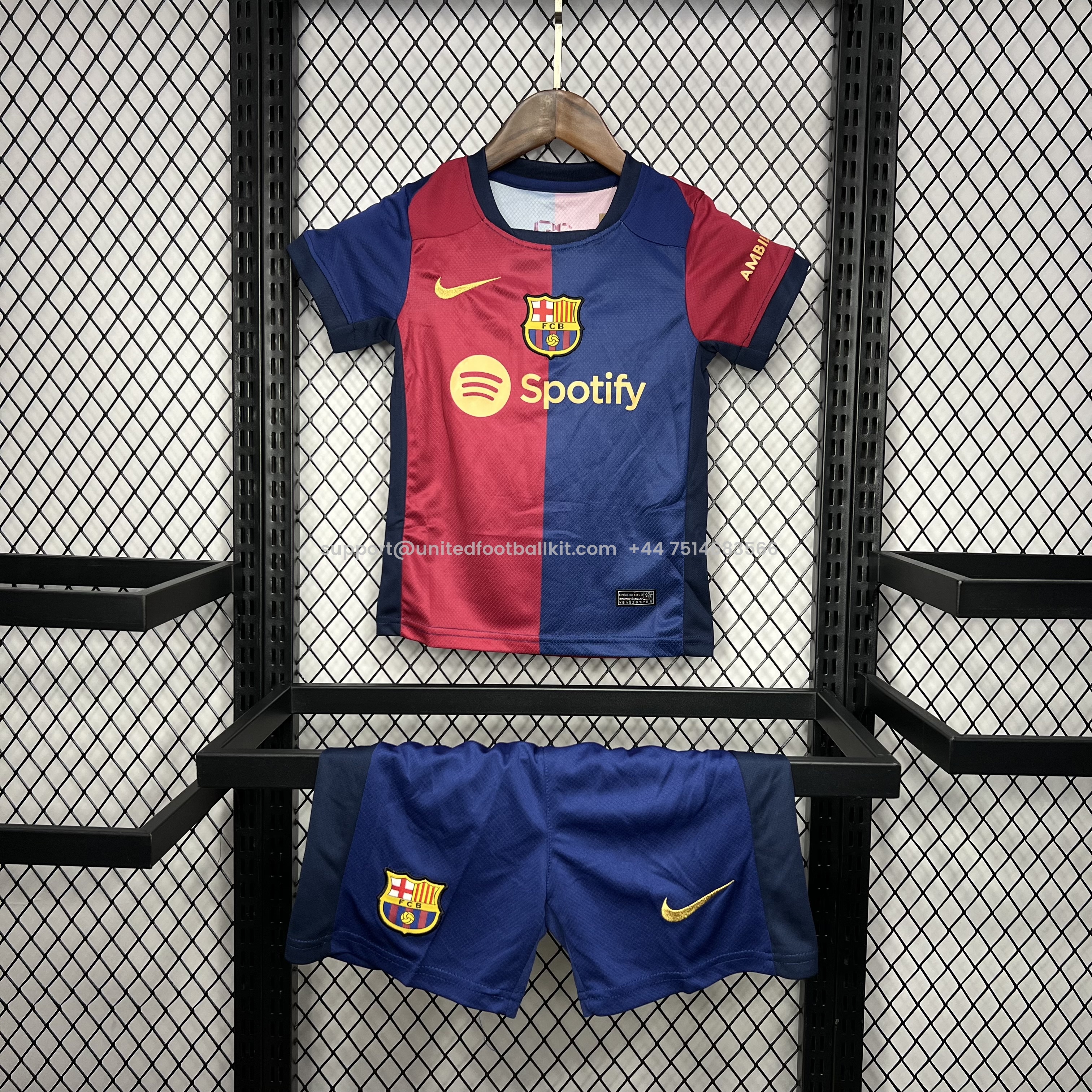 Unitedfootballkit.com | Barcelona 24-25 Home Stadium Kids Kit -Customize Name, Number and Patch | Worldwide Shipping