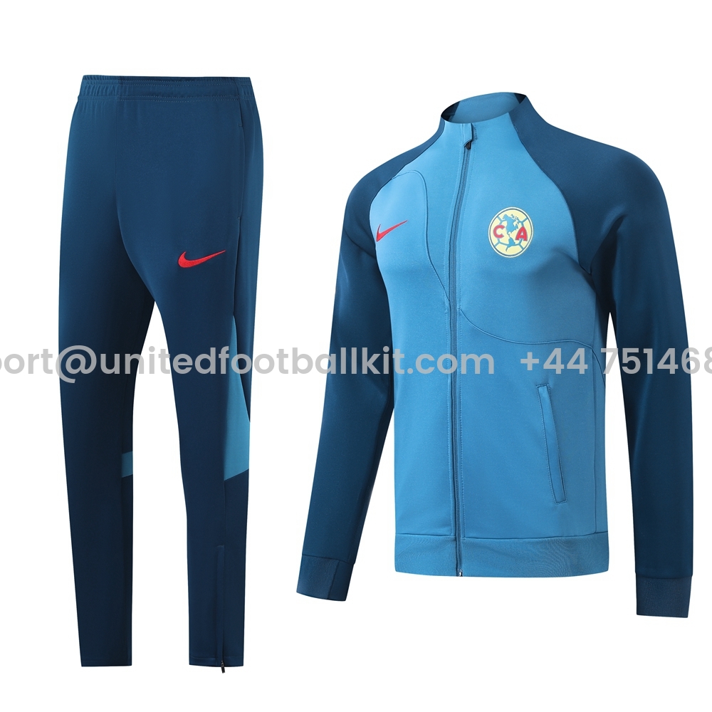 Unitedfootballkit.com | Club América 24-25 Jacket Training Tracksuit - Blue -Customize Name, Number and Patch | Worldwide Shipping