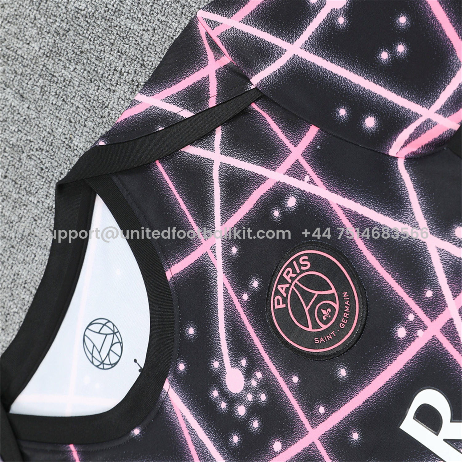 Unitedfootballkit.com | Paris Saint-Germain PSG 25-26 Short-Sleeve Training Set - Pink Fluorescent Rays Black Top & Black Shorts -Customize Name, Number and Patch | Worldwide Shipping