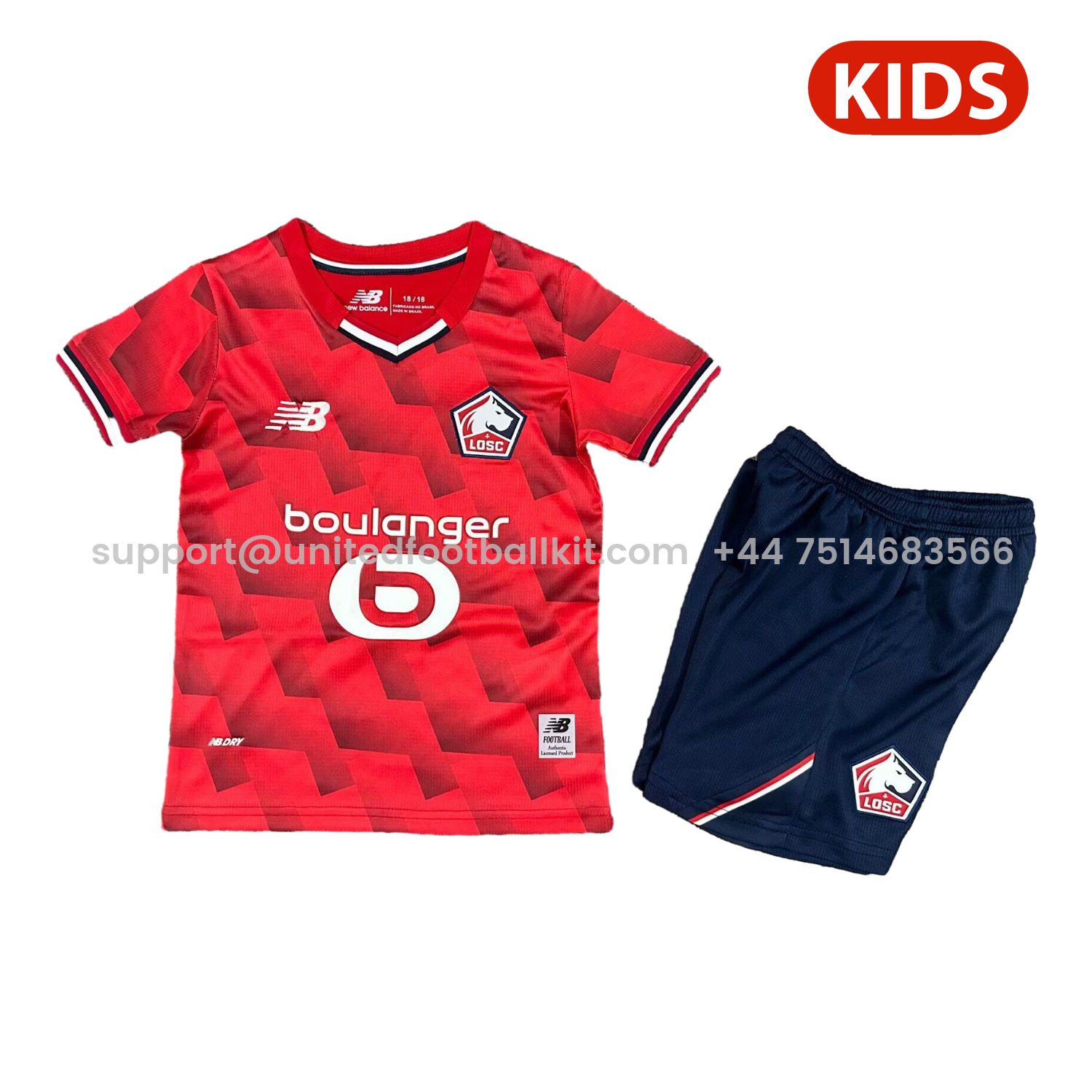 Unitedfootballkit.com | Lille 25-26 Home Kids Kit -Customize Name, Number and Patch | Worldwide Shipping
