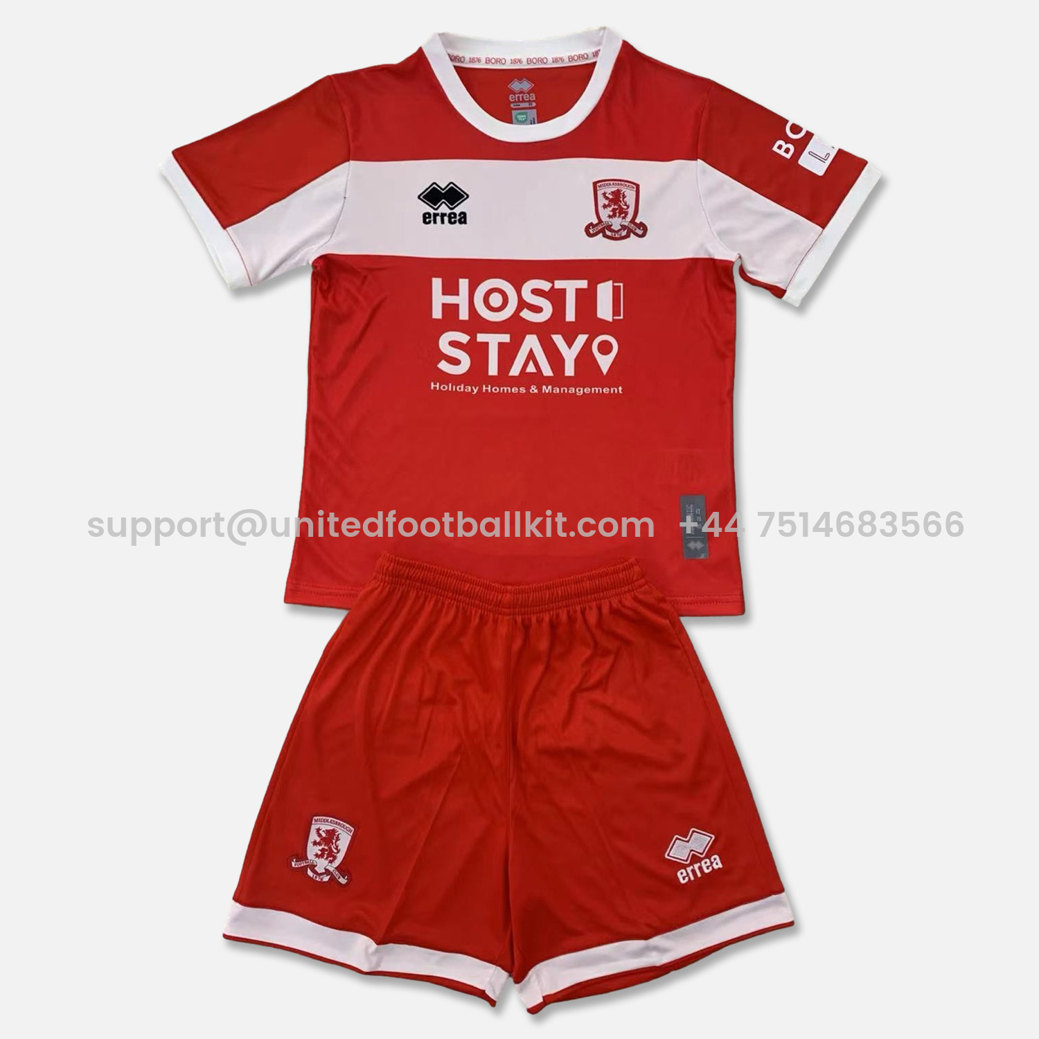 Unitedfootballkit.com | Middlesbrough 24-25 Home Stadium Kids Kit -Customize Name, Number and Patch | Worldwide Shipping