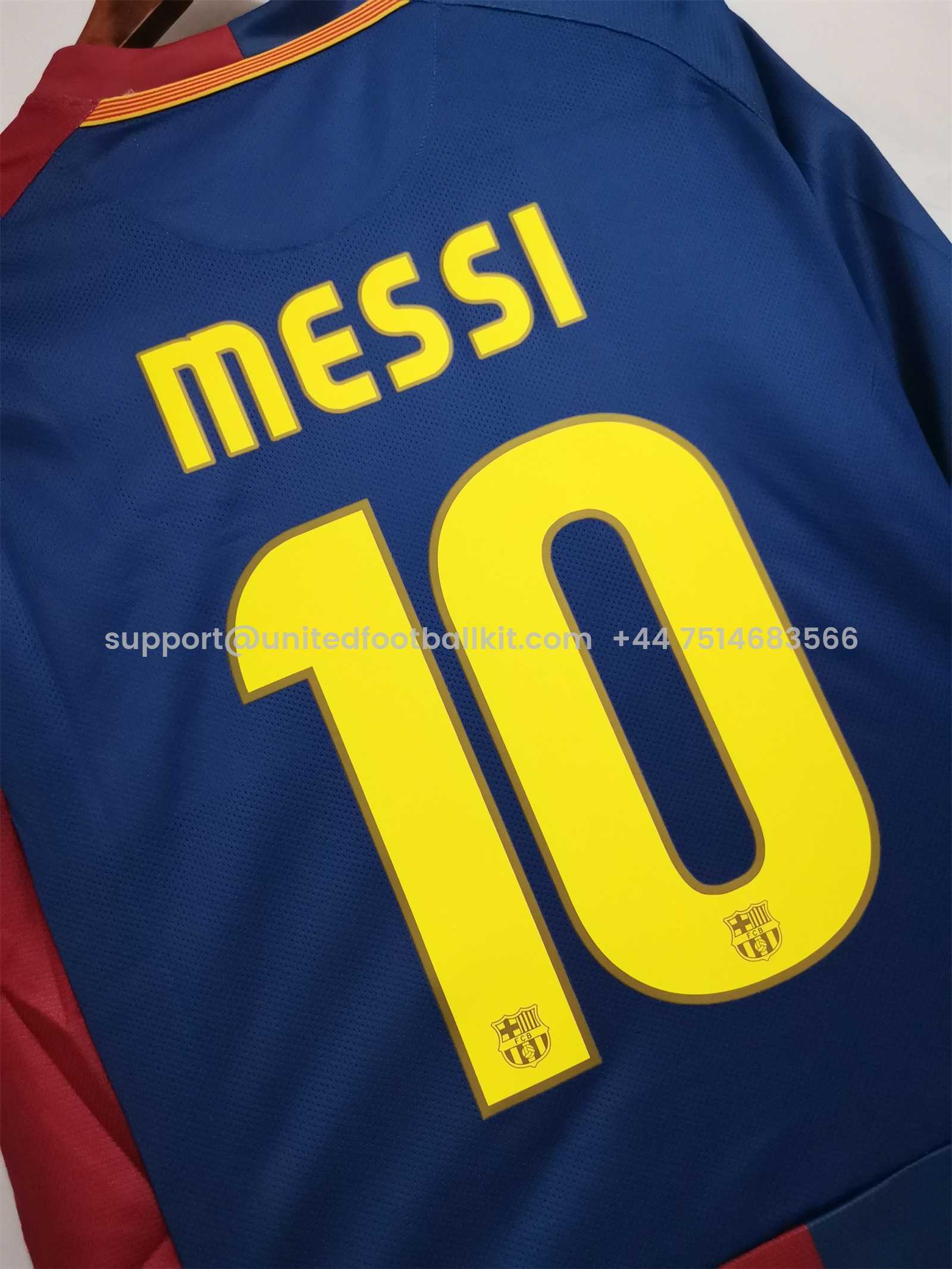 Unitedfootballkit.com | Retro Barcelona 08-09 Home Long Sleeve Jersey -Customize Name, Number and Patch | Worldwide Shipping