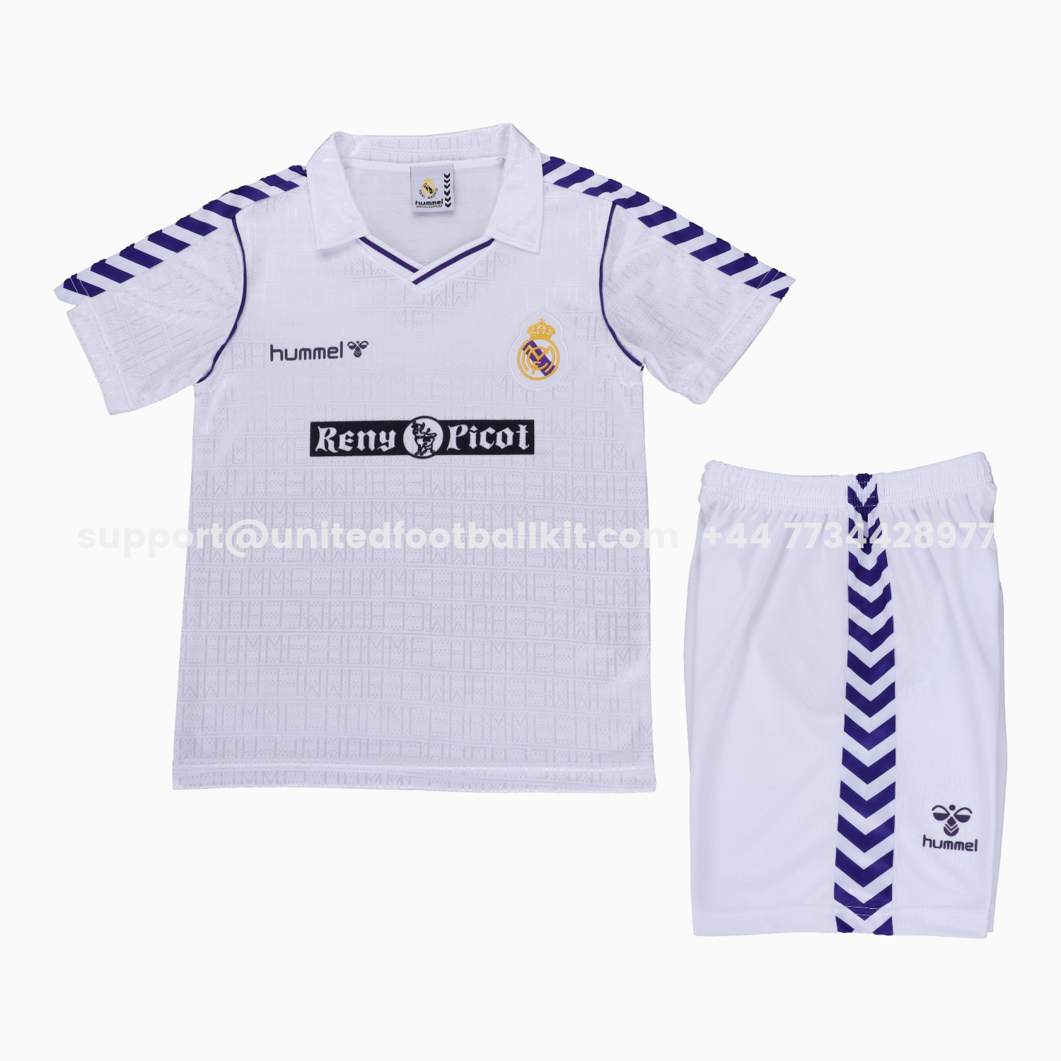 Unitedfootballkit.com | Retro Real Madrid 1988-90 Home Kids Kit -Customize Name, Number and Patch | Worldwide Shipping