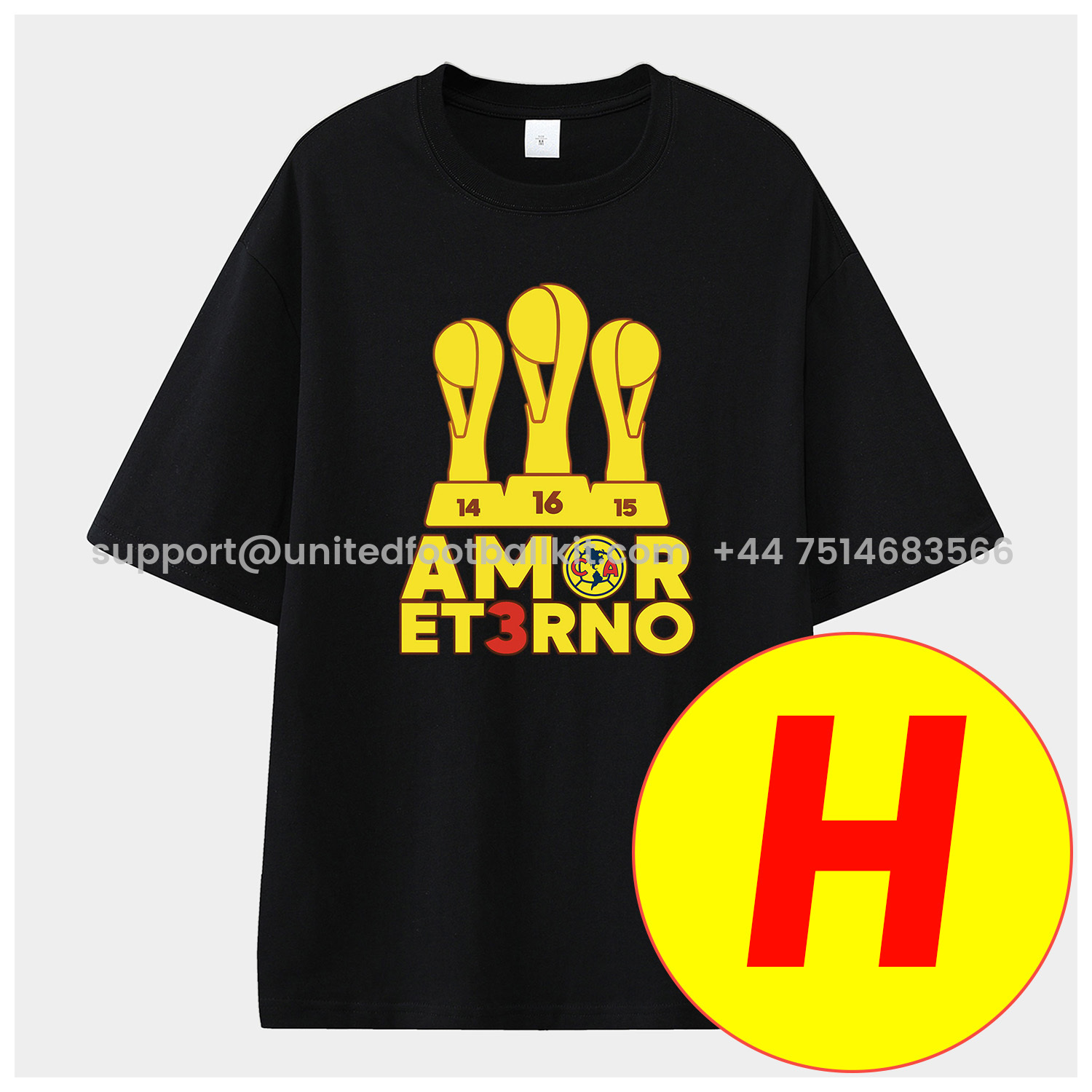 Unitedfootballkit.com | Club América Triple Championship Unisex Pure Cotton T-shirt -Customize Name, Number and Patch | Worldwide Shipping