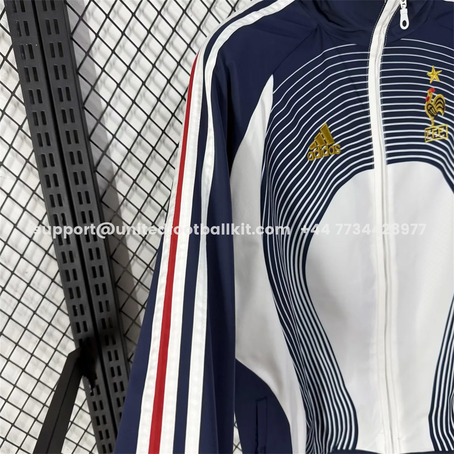 Unitedfootballkit.com | France 2026 Windbreaker Jacket - Black With White -Customize Name, Number and Patch | Worldwide Shipping