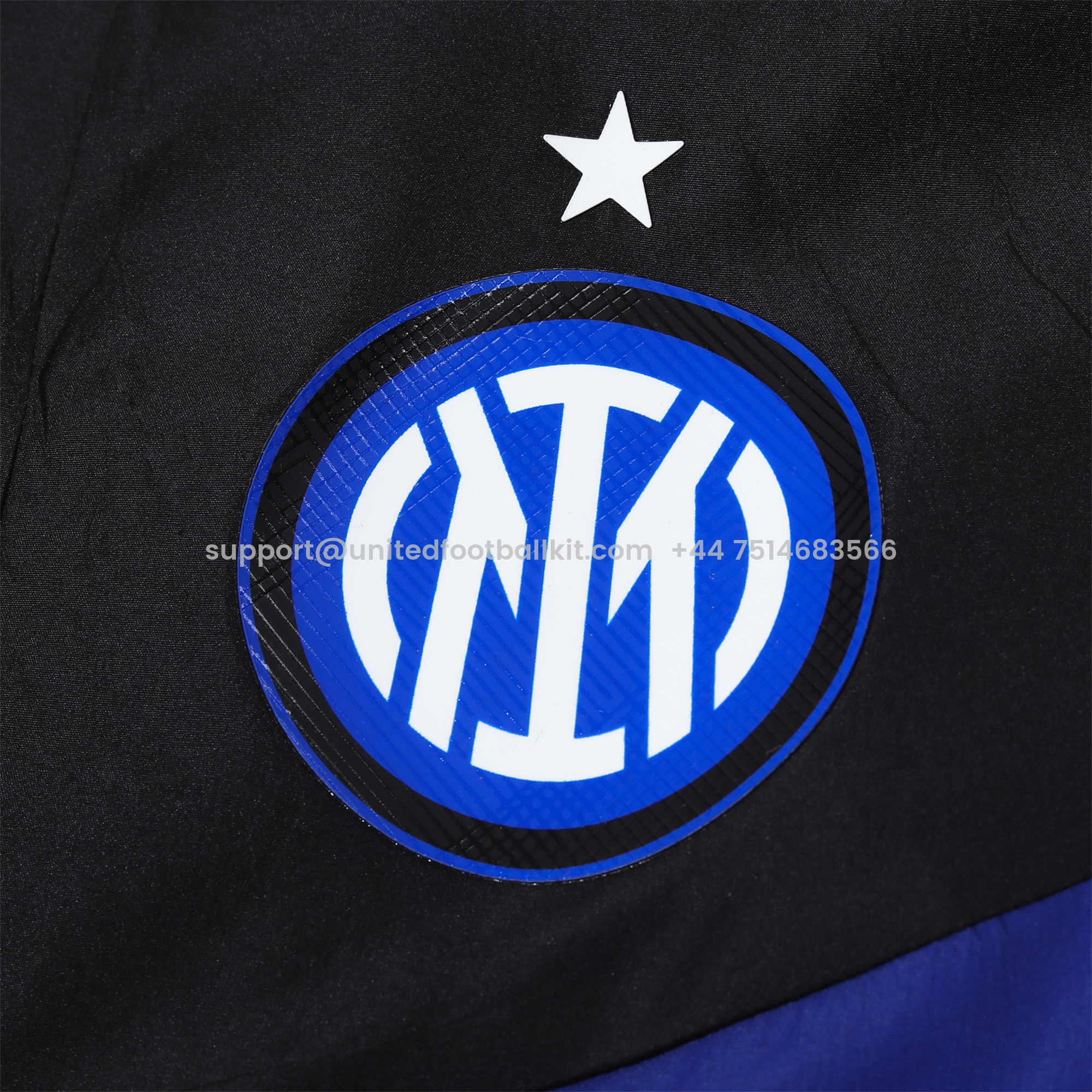 Unitedfootballkit.com | Inter Milan 24-25 Blue & Black Hooded Windbreaker - Player Version -Customize Name, Number and Patch | Worldwide Shipping